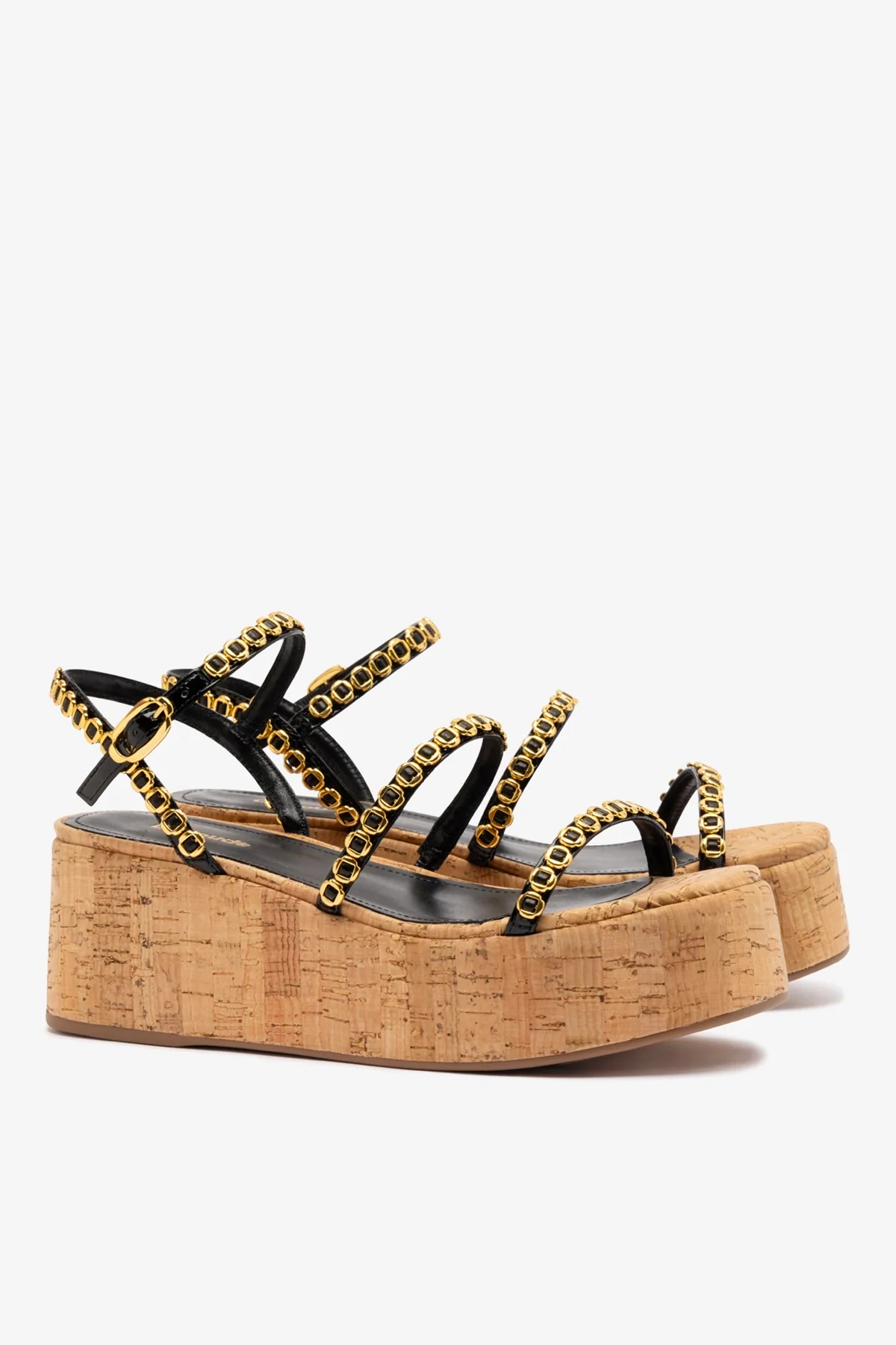 Gio Milanina Flatform In Black Patent Leather and Natural Cork - Image 3