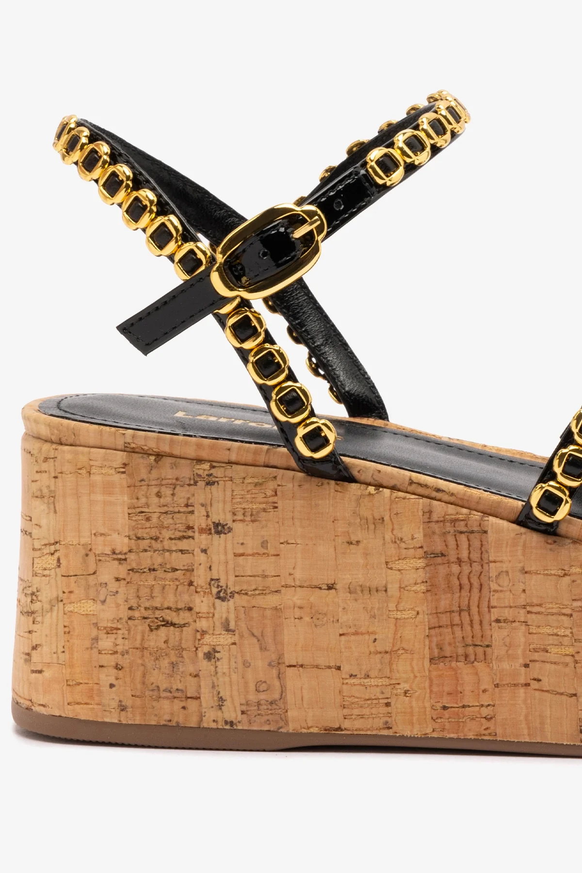 Gio Milanina Flatform In Black Patent Leather and Natural Cork - Image 4