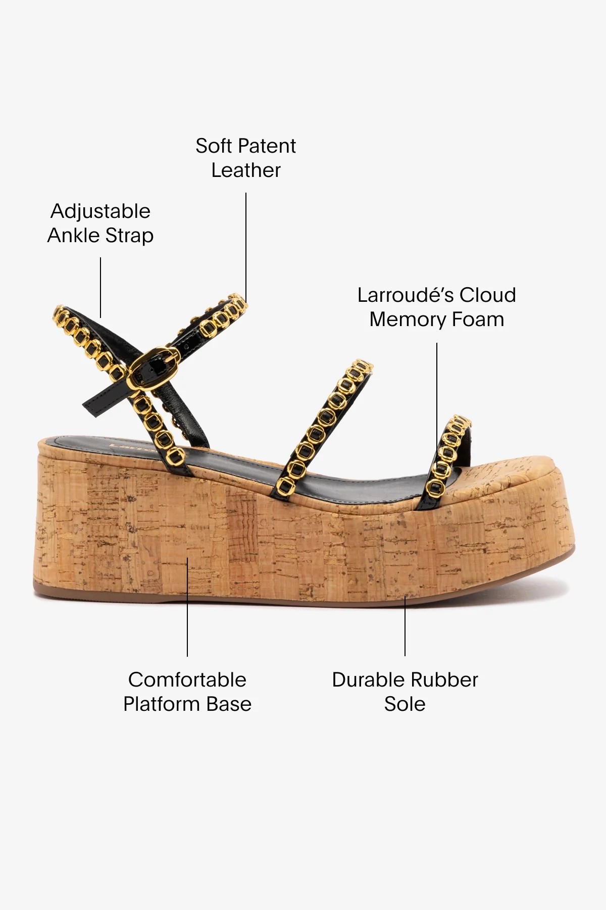 Gio Milanina Flatform In Black Patent Leather and Natural Cork - Image 5