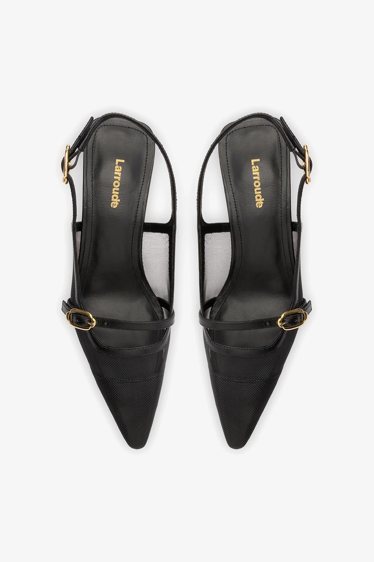 Ines Pump In Black Mesh and Leather - Image 6