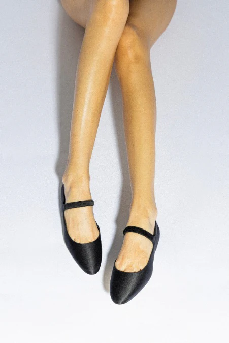 Larroudé by Nicolò B. Maria Ballet Flat In Black Satin - Image 2