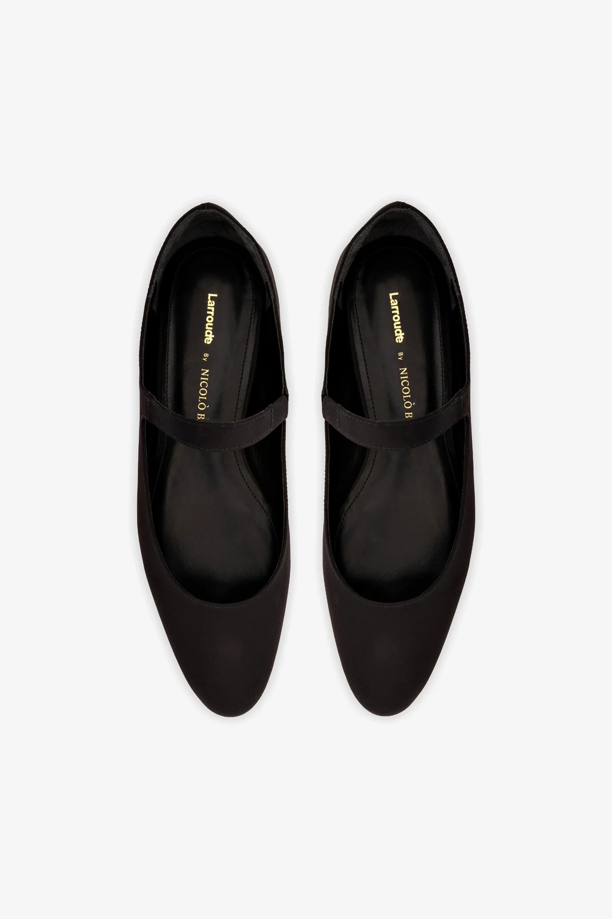 Larroudé by Nicolò B. Maria Ballet Flat In Black Satin - Image 7