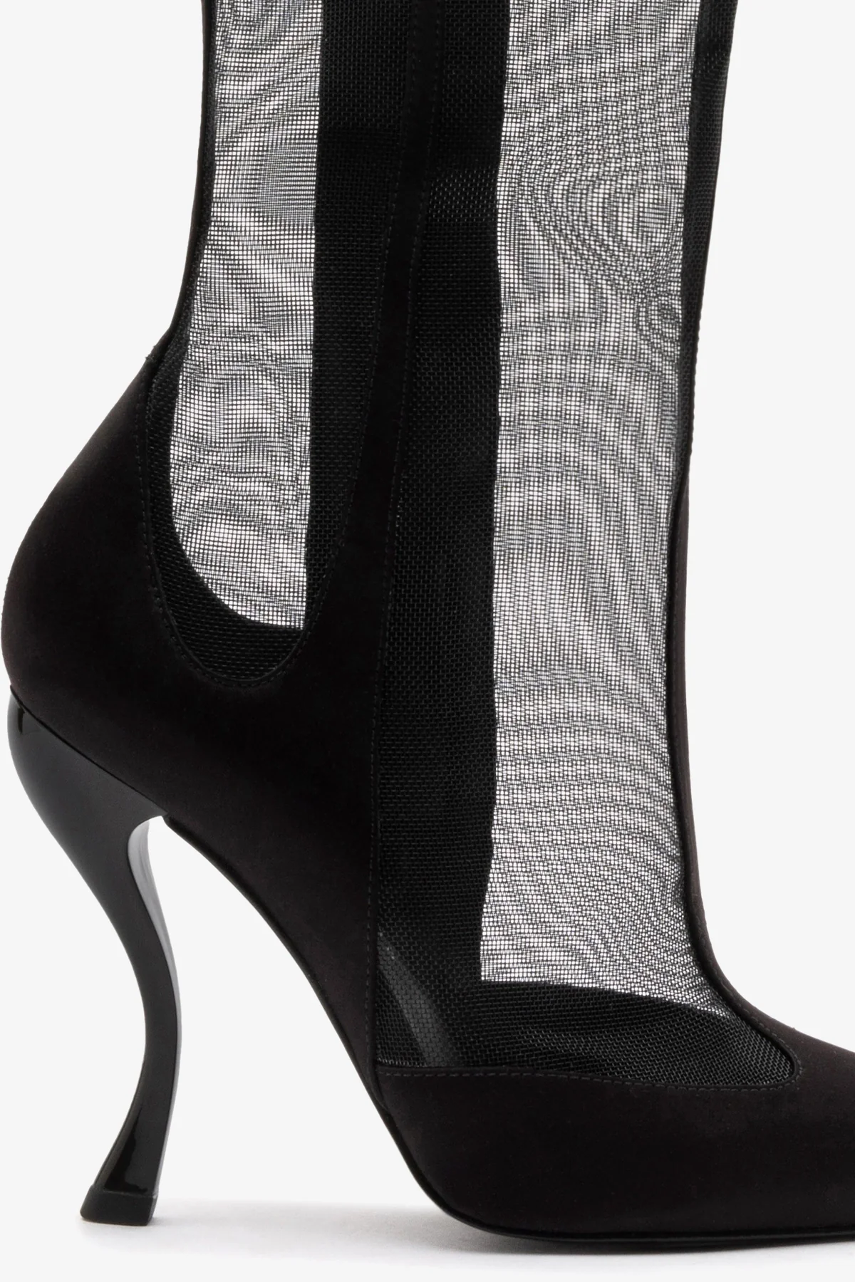 Larroudé by Nicolò B. Zuzu Mesh Boot In Black Satin - Image 4