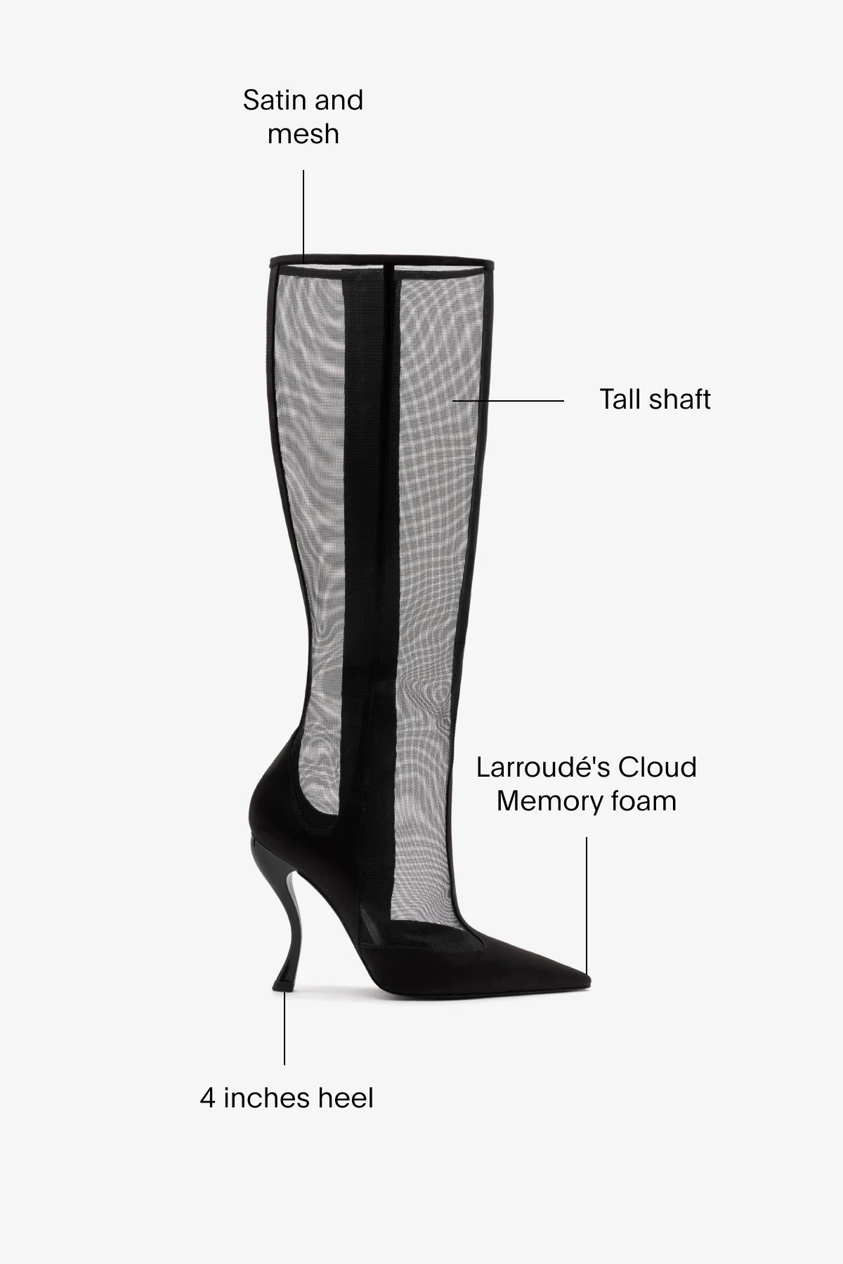 Larroudé by Nicolò B. Zuzu Mesh Boot In Black Satin - Image 5