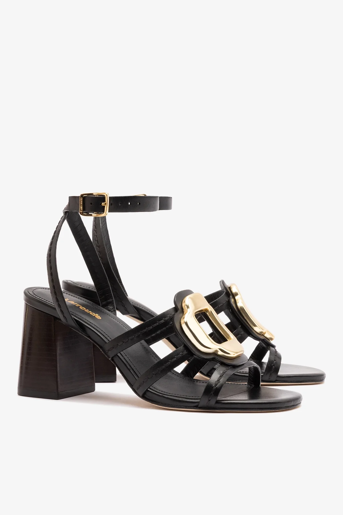 Margherita Block Sandal Black Leather - Image 3