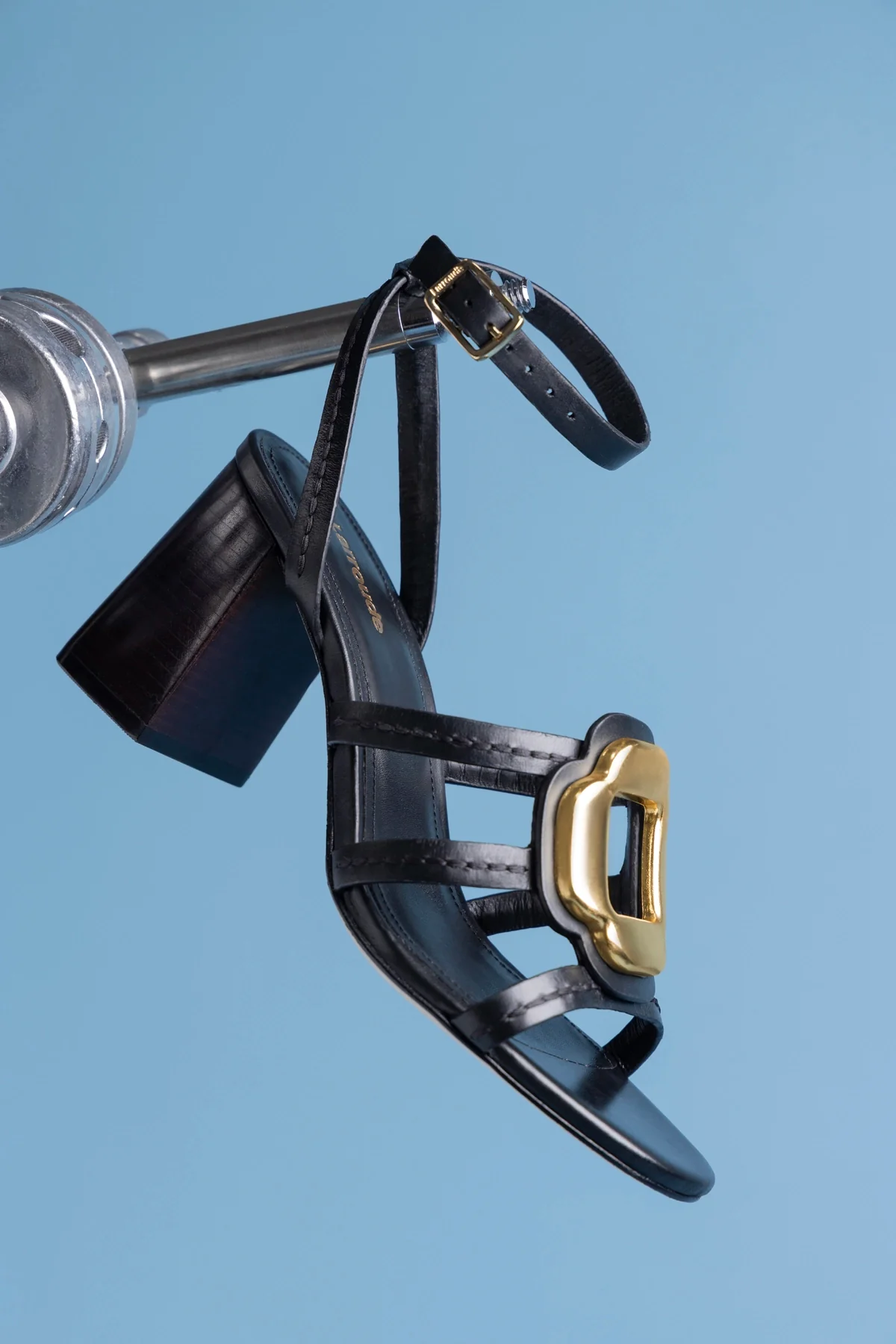 Margherita Block Sandal Black Leather - Image 6