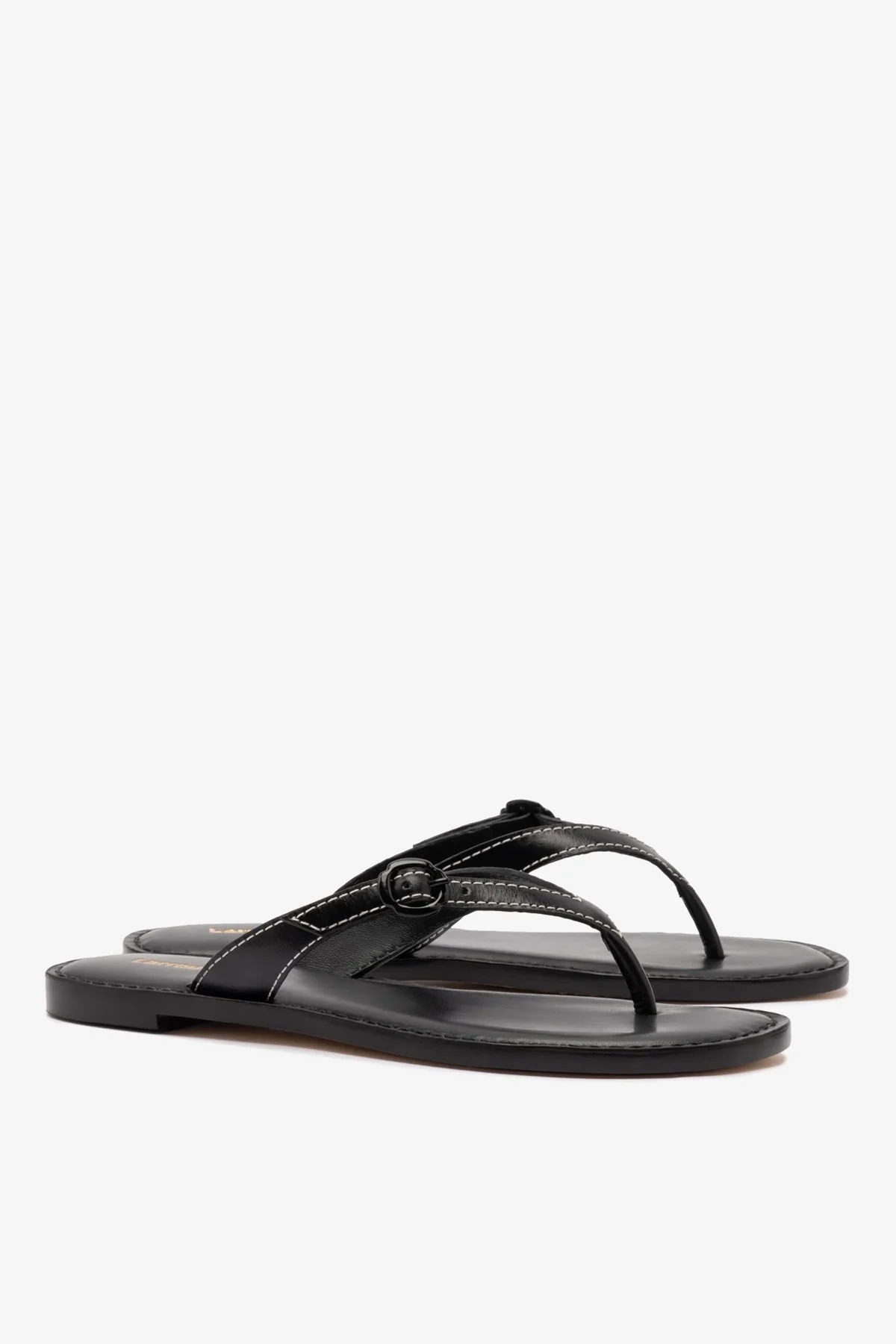 Mary Kate Flat Sandal In Black Leather - Image 3