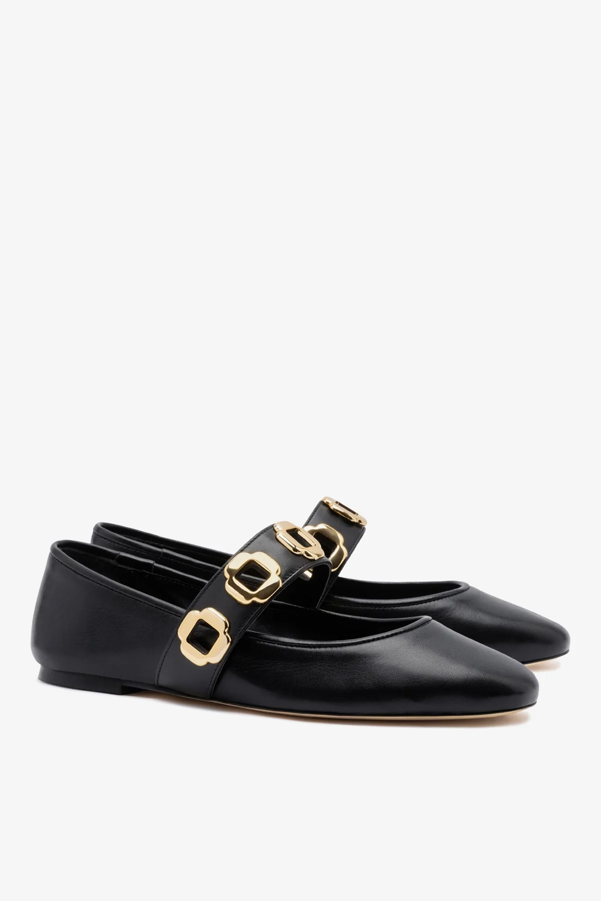 Milan Ballet Flat In Black Leather - Image 3