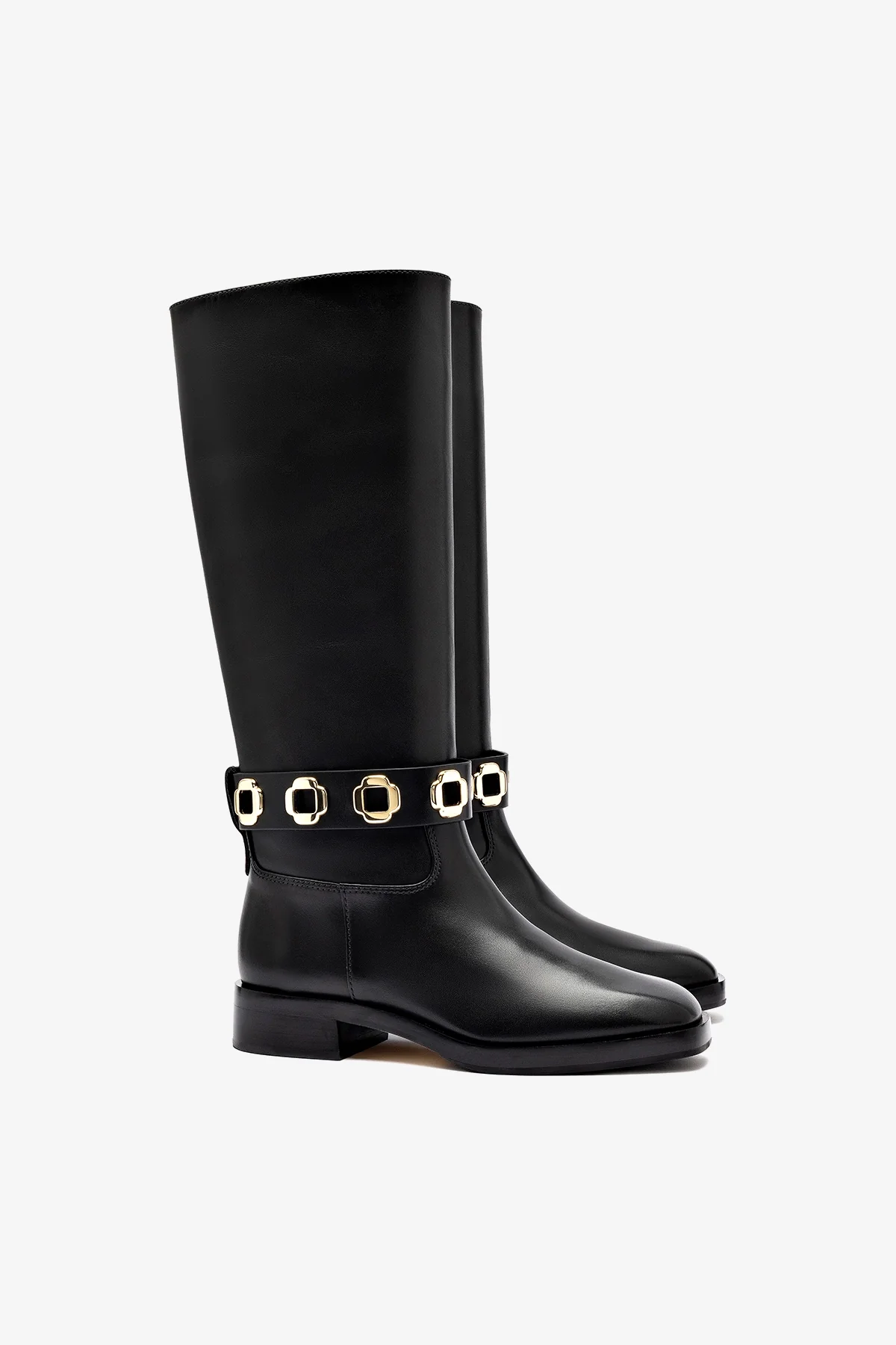 Milan Flat Boot In Black Leather - Image 3