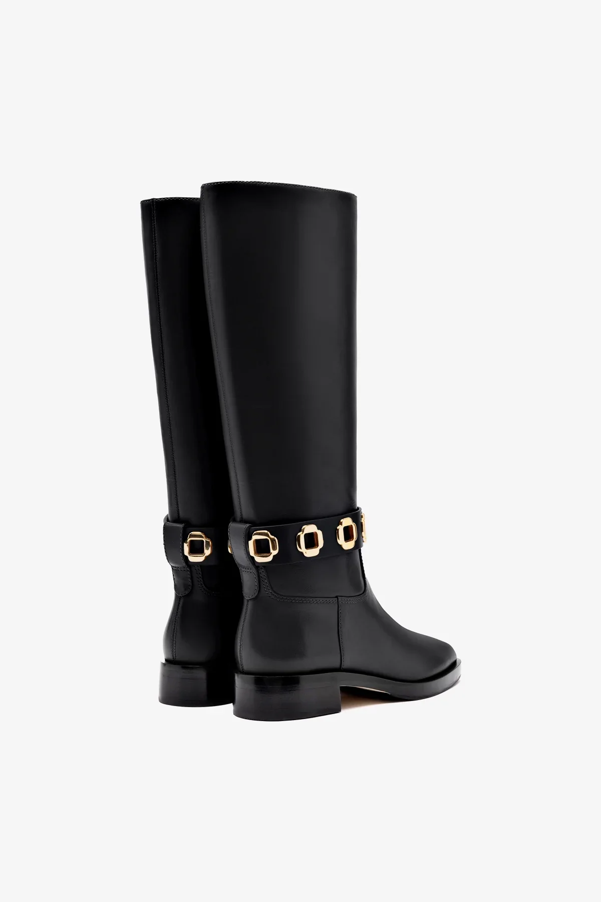 Milan Flat Boot In Black Leather - Image 7