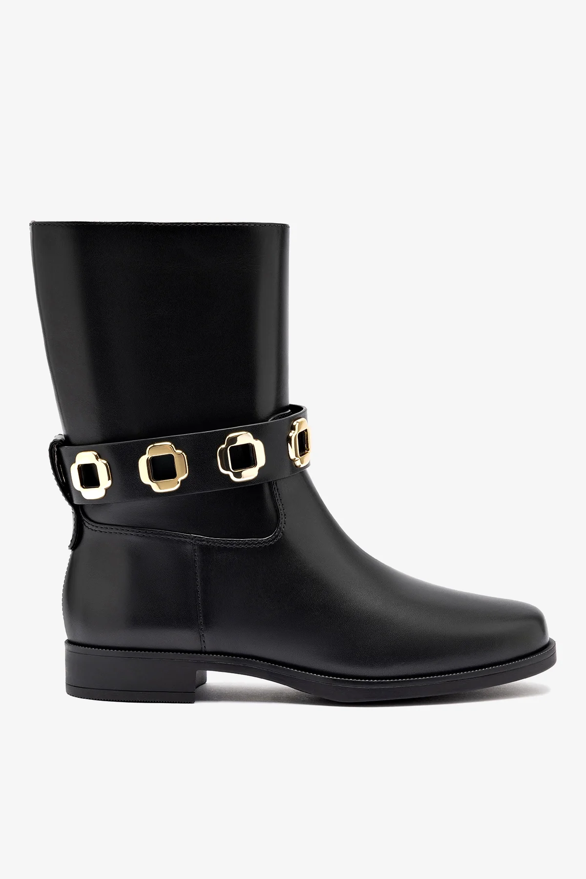 Milan Flat Bootie In Black Water Resistant Leather