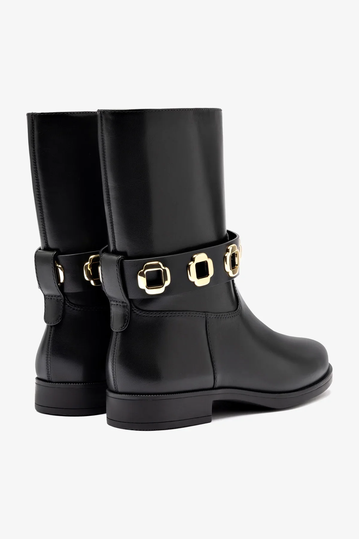 Milan Flat Bootie In Black Water Resistant Leather - Image 7