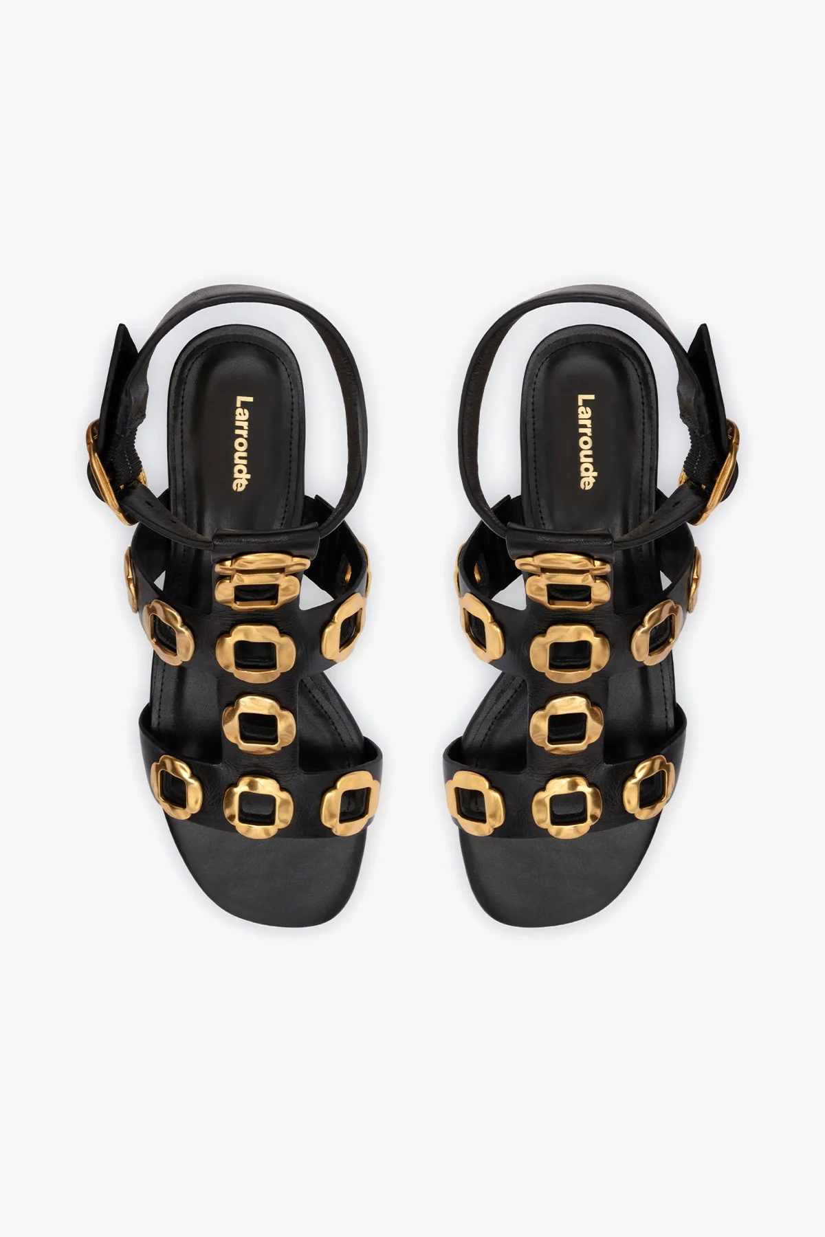 Milan Gladiator Block Sandal In Black Leather - Image 6