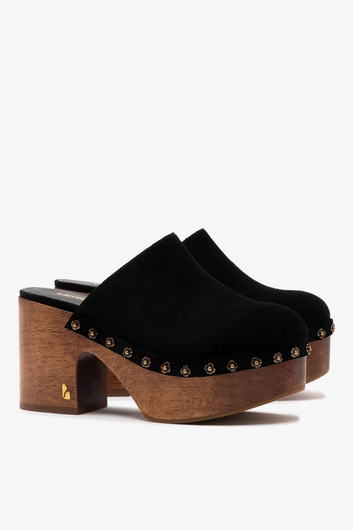 Miso Wooden Platform Clog In Black Suede - Image 3