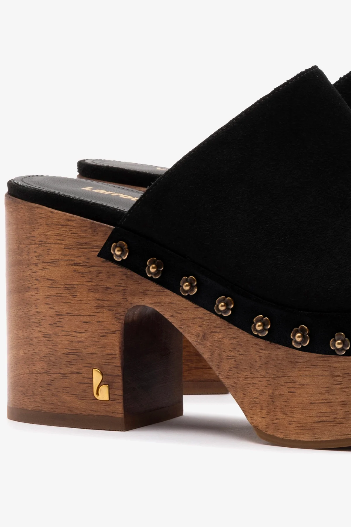Miso Wooden Platform Clog In Black Suede - Image 4