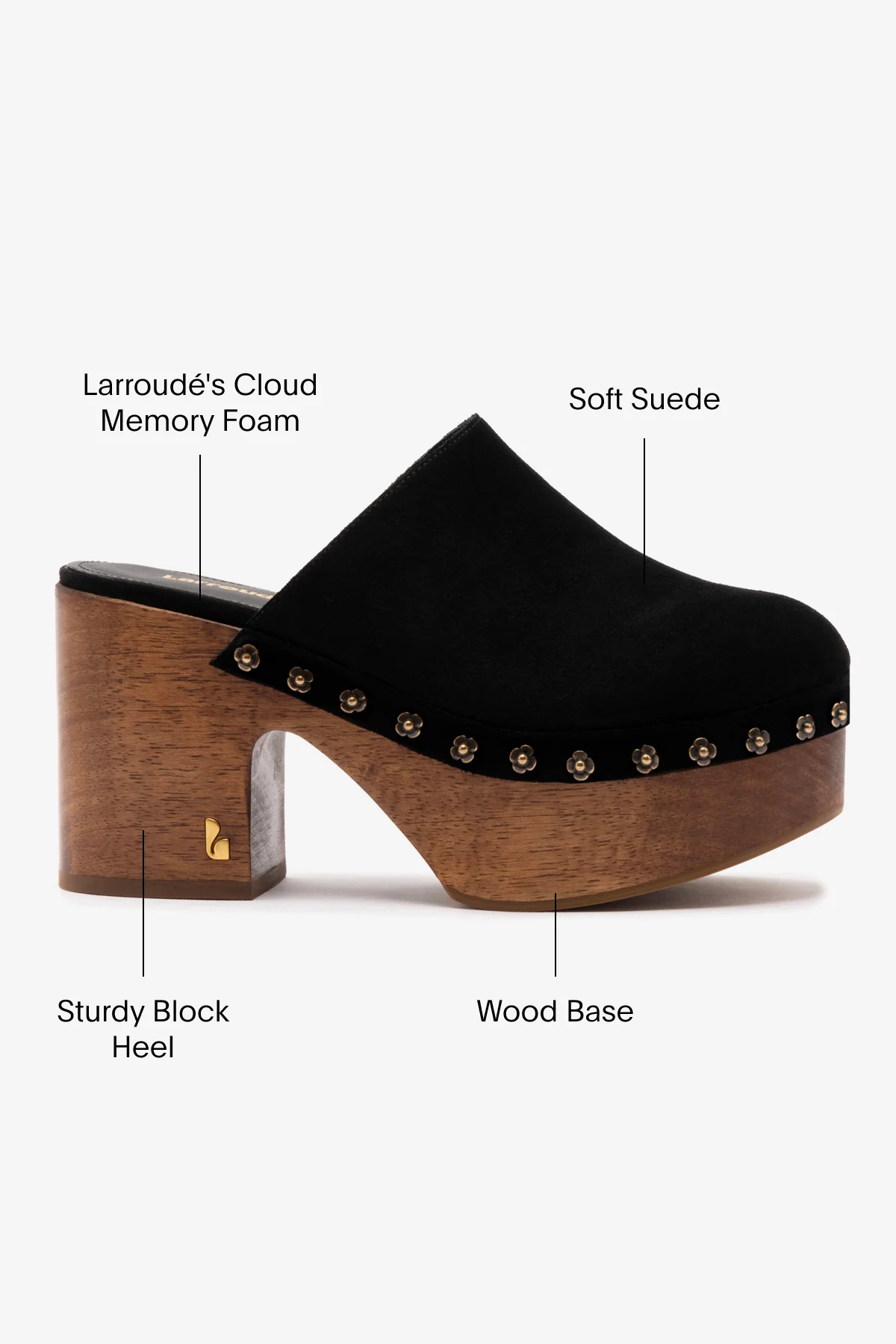 Miso Wooden Platform Clog In Black Suede - Image 5