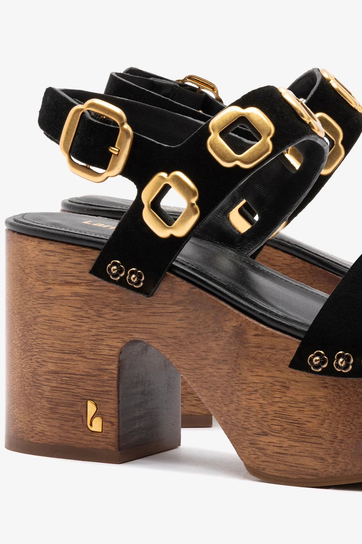 Miso Wooden Platform Sandal In Black Suede - Image 3