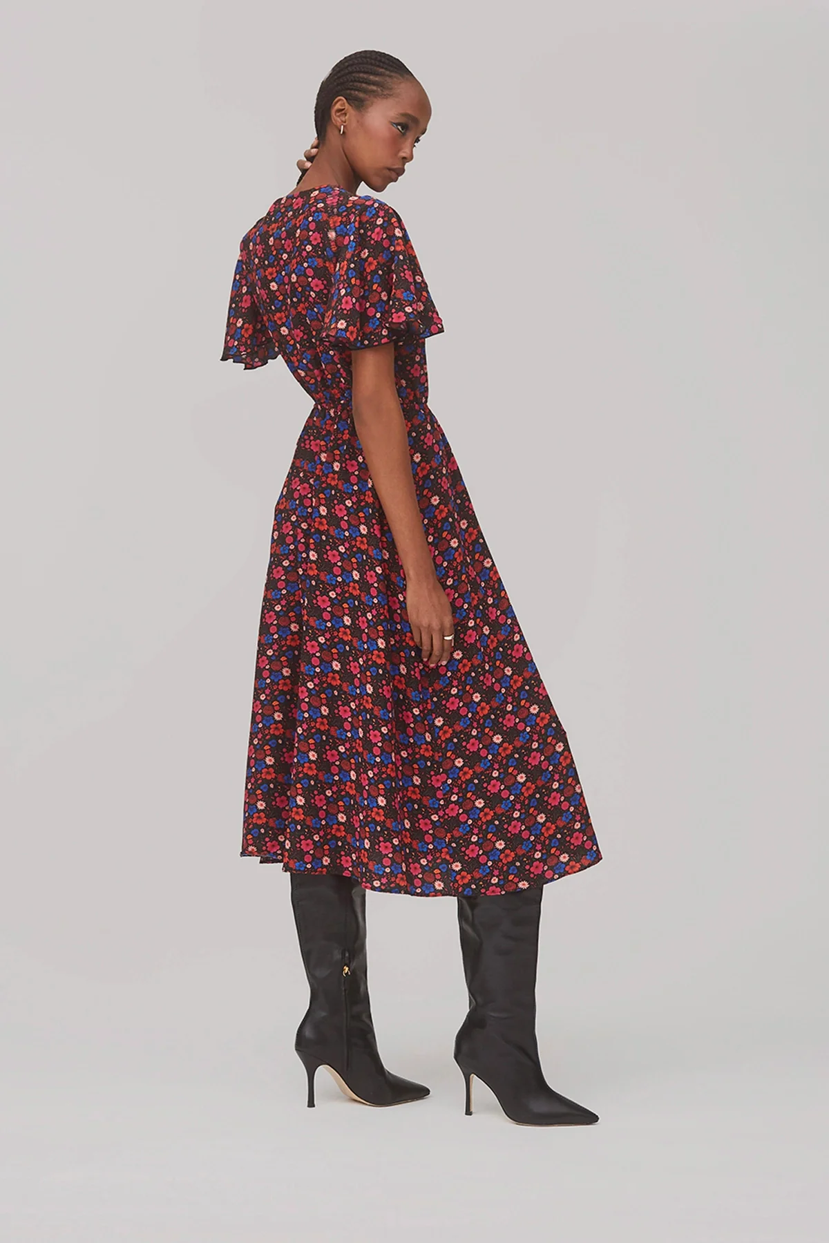 Nicole Dress In Black Floral Silk - Image 4