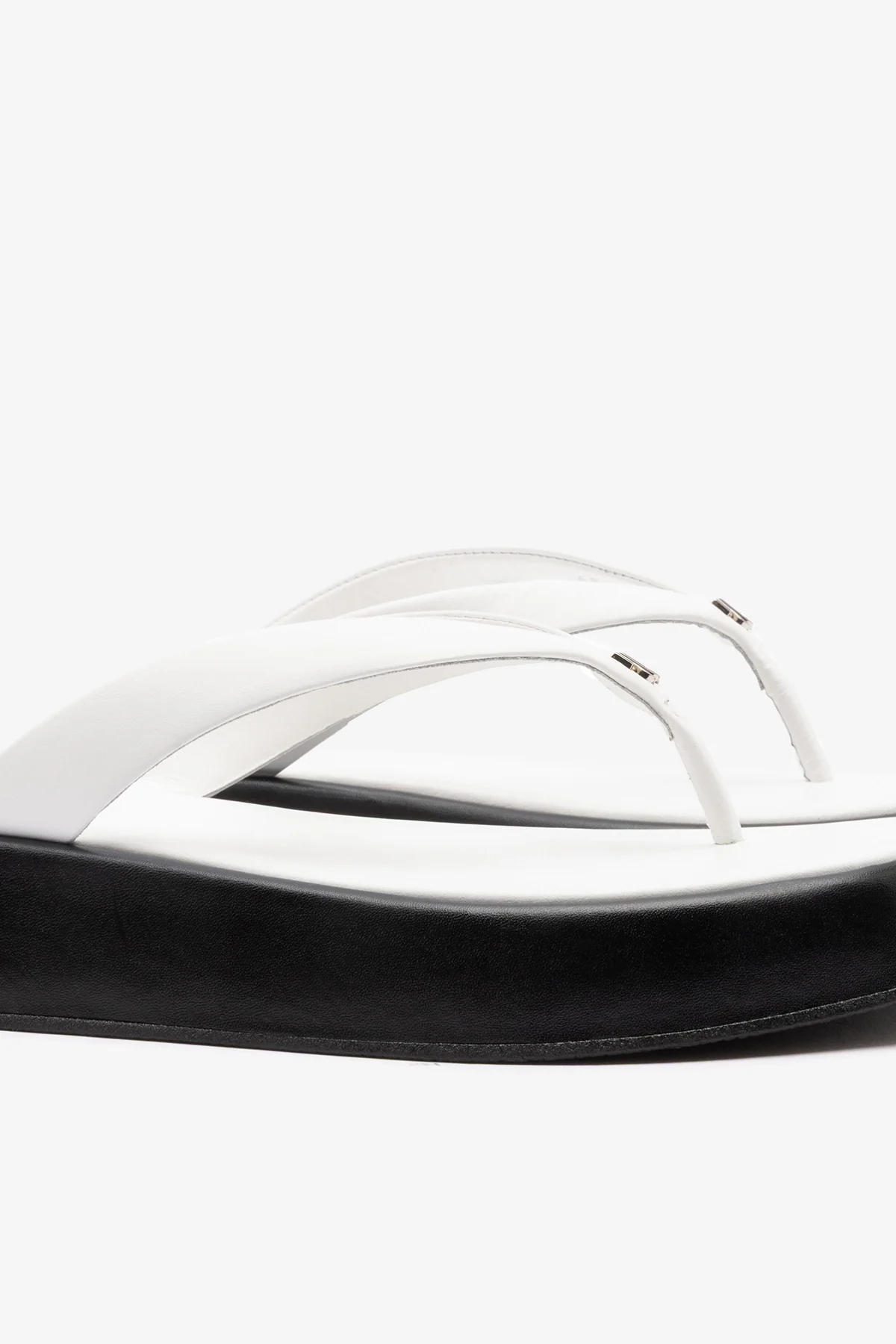 Roxy Thong Sandal Black and White Leather - Image 4