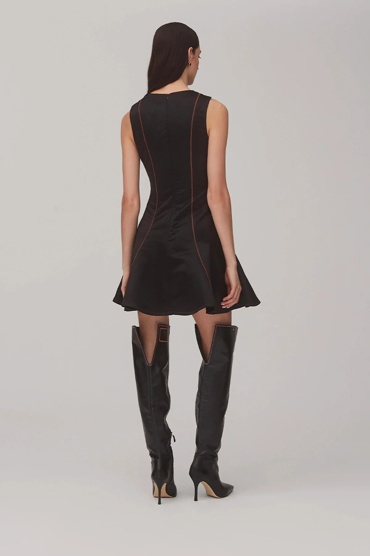 Sarah Dress In Black Satin - Image 3