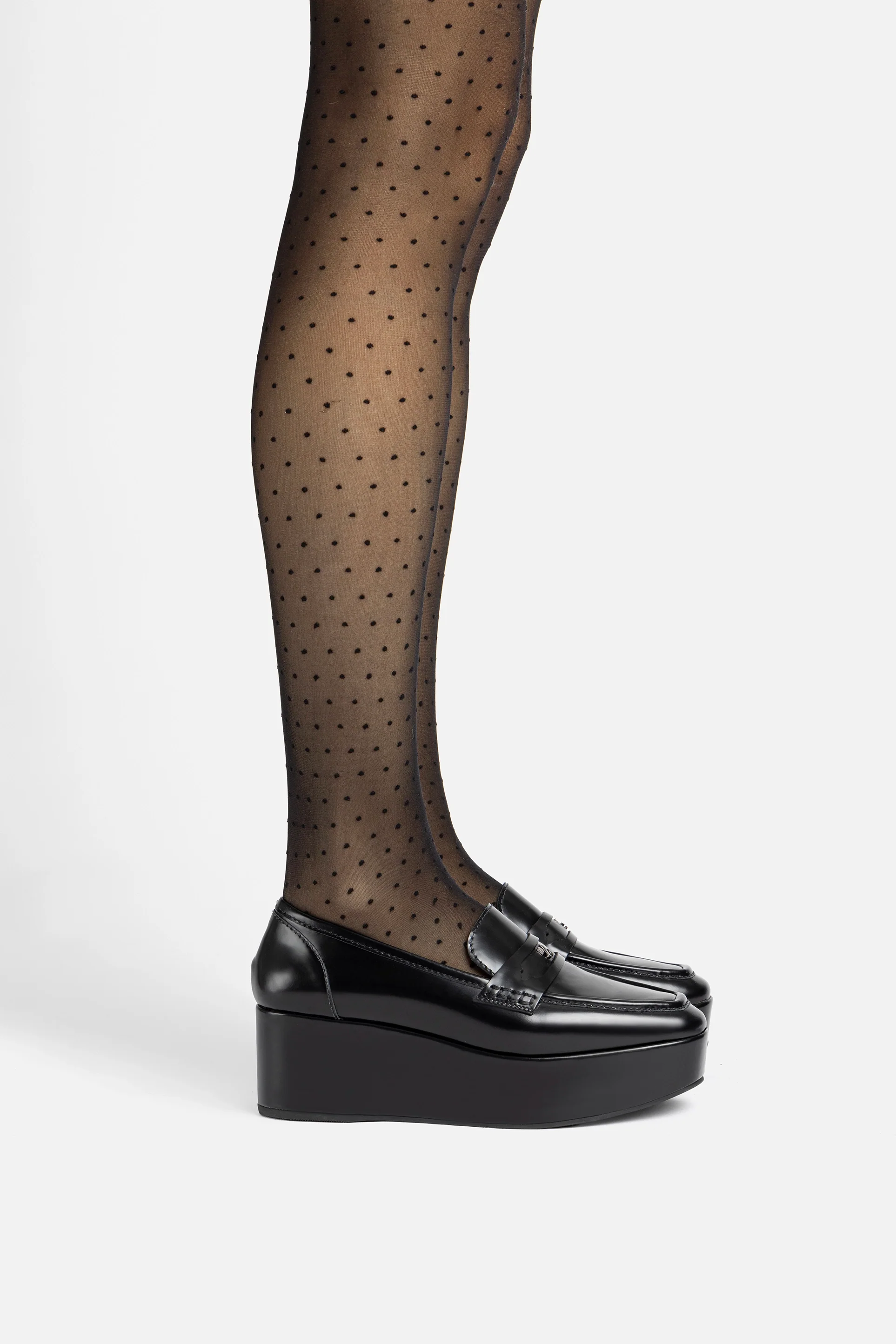 Suki Flatform Loafer In Black Box Leather - Image 2