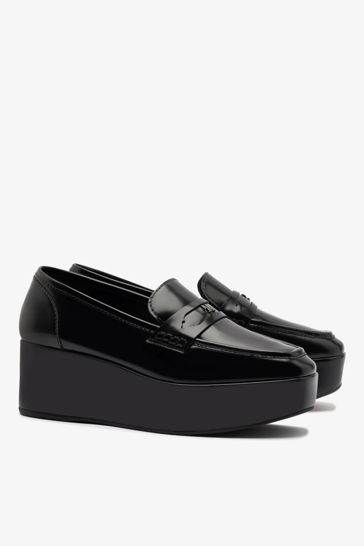 Suki Flatform Loafer In Black Box Leather - Image 3