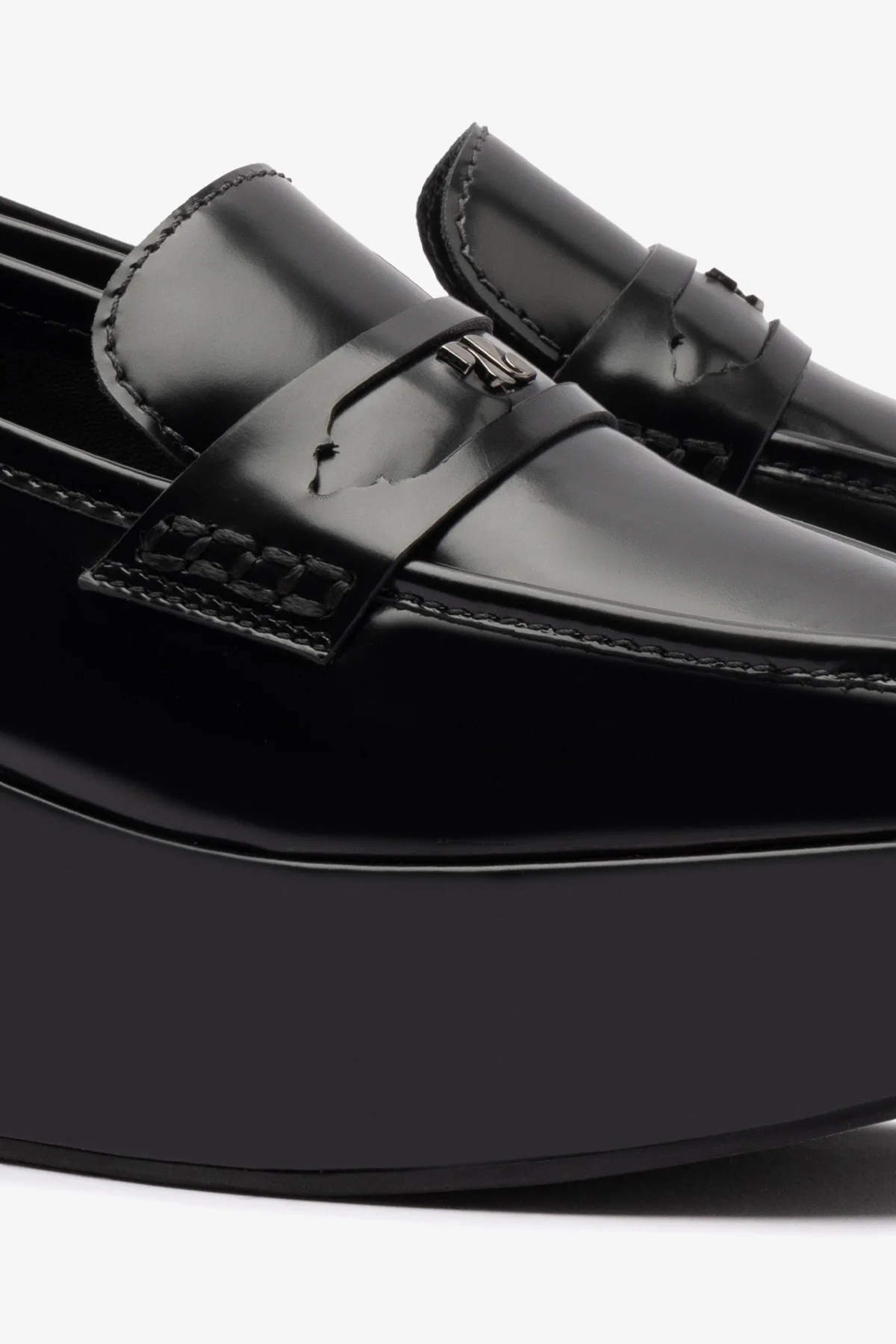 Suki Flatform Loafer In Black Box Leather - Image 4