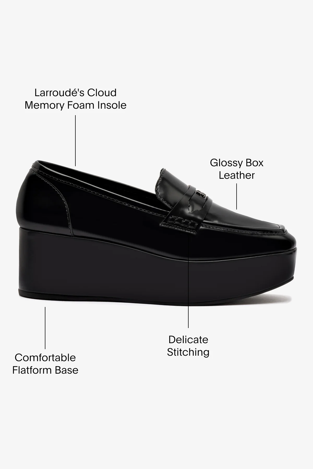 Suki Flatform Loafer In Black Box Leather - Image 5
