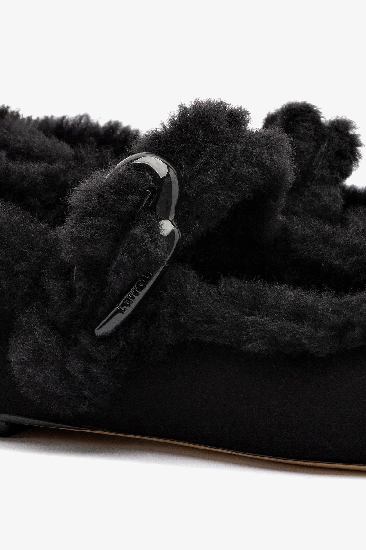 Verona Ballet Flat In Black Suede And Black Shearling - Image 4