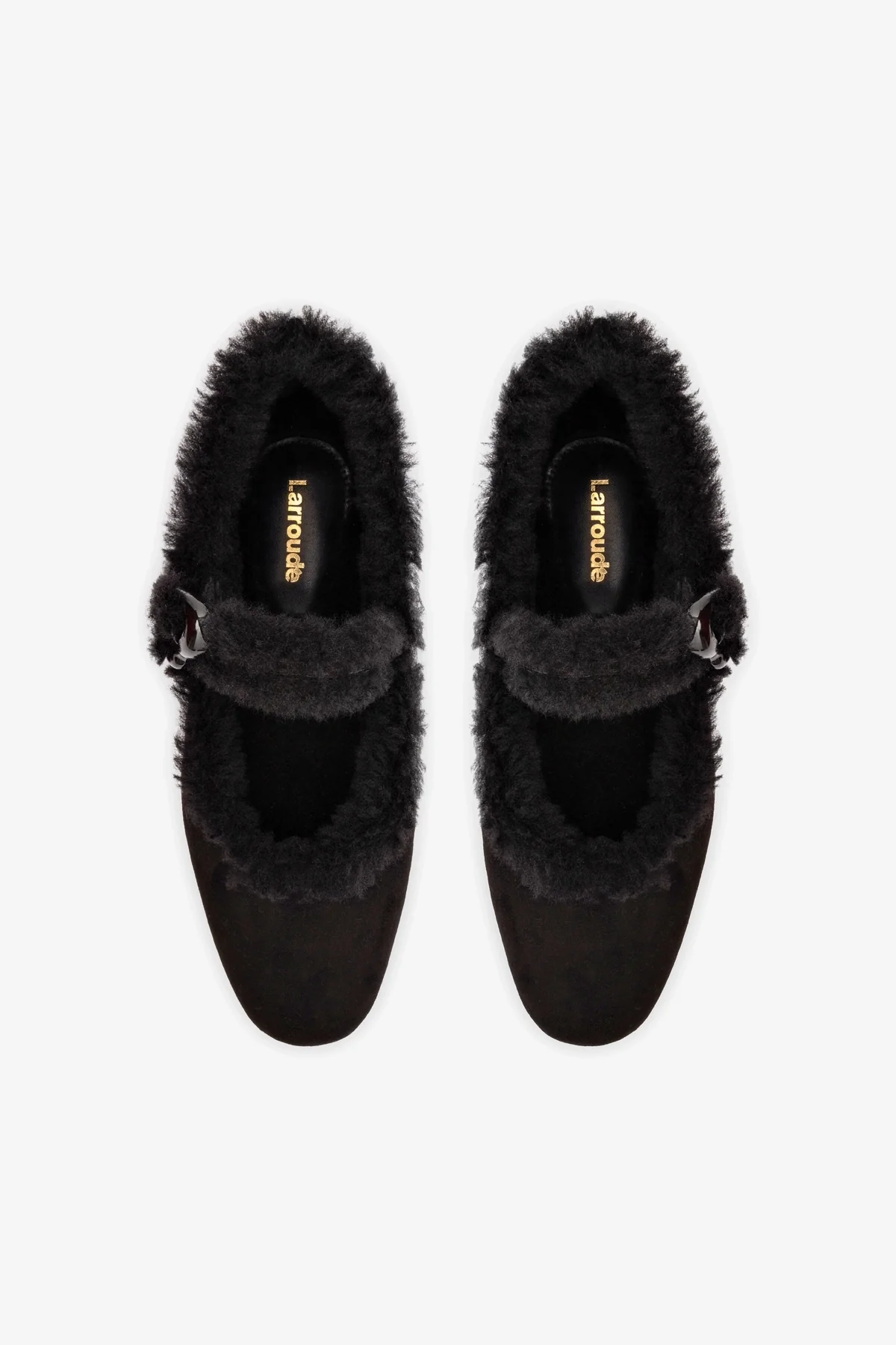 Verona Ballet Flat In Black Suede And Black Shearling - Image 6