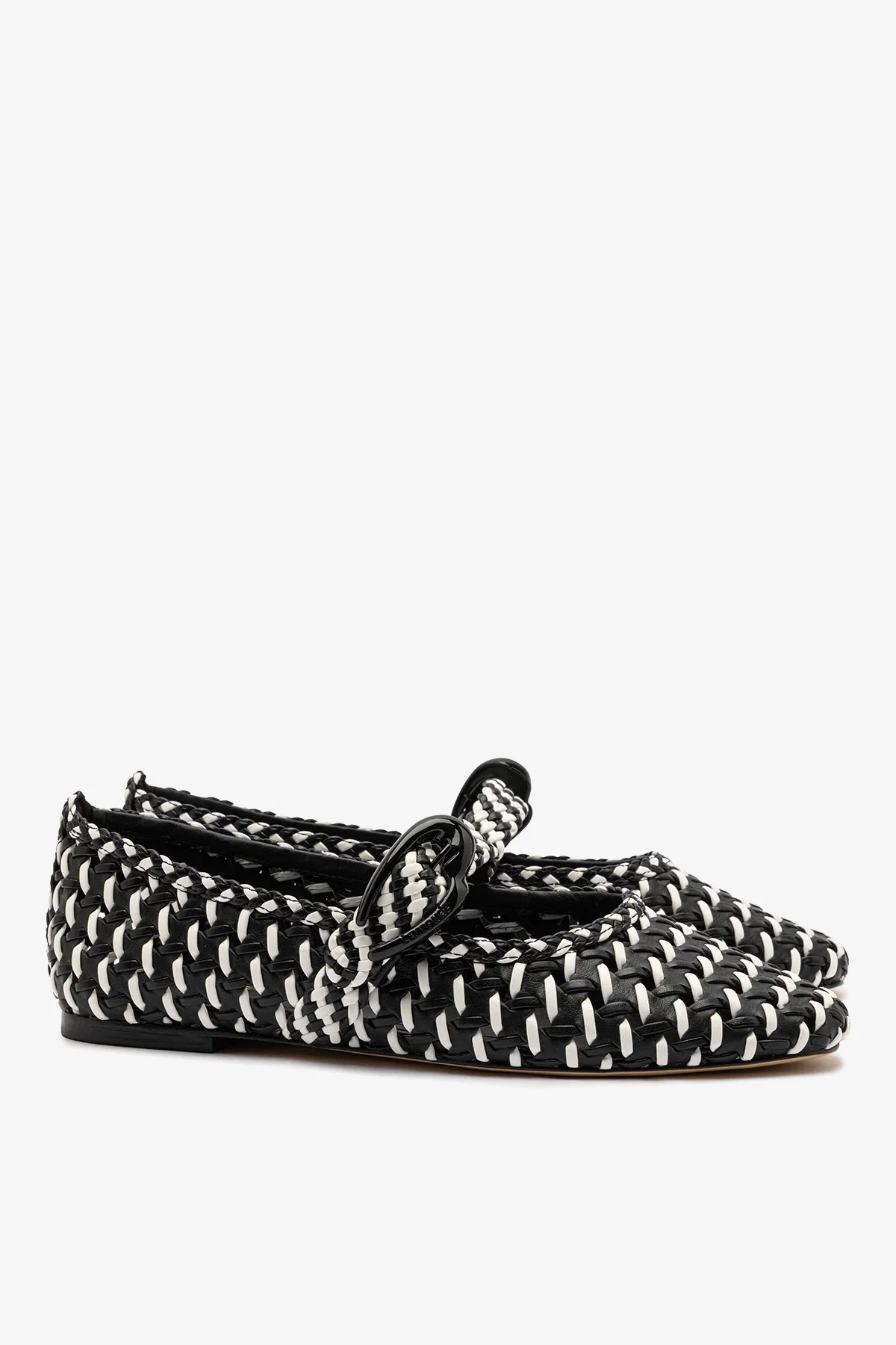 Verona Macrame Ballet Flat In Black and White Leather - Image 3
