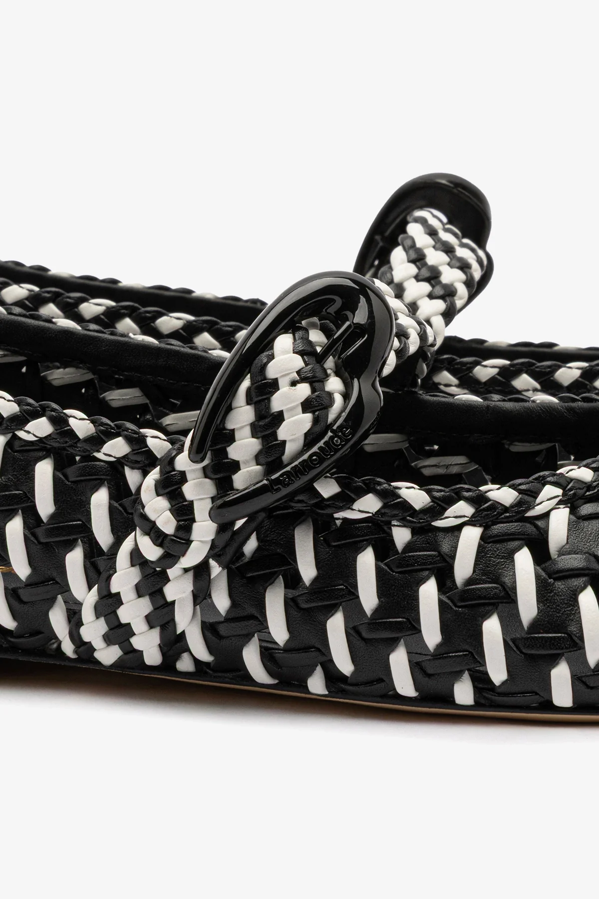 Verona Macrame Ballet Flat In Black and White Leather - Image 4