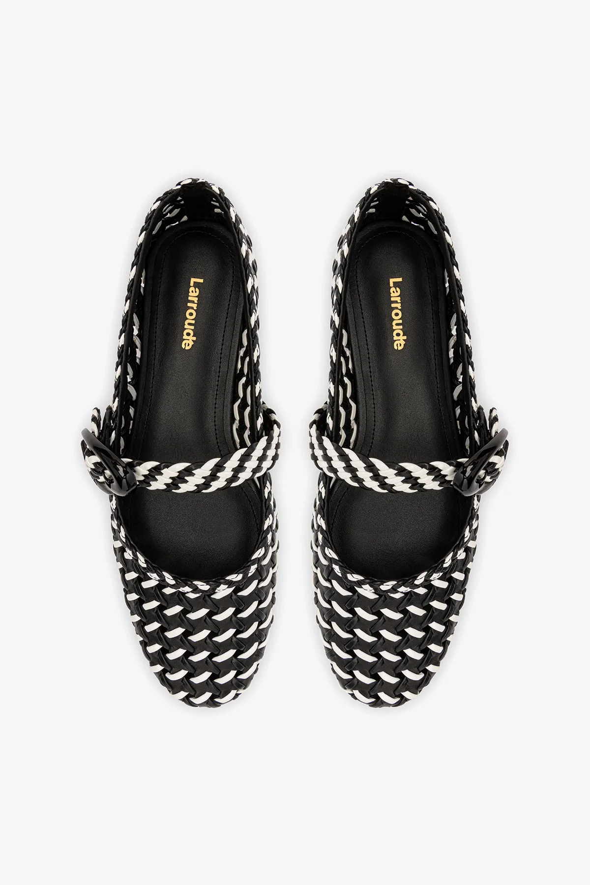 Verona Macrame Ballet Flat In Black and White Leather - Image 7
