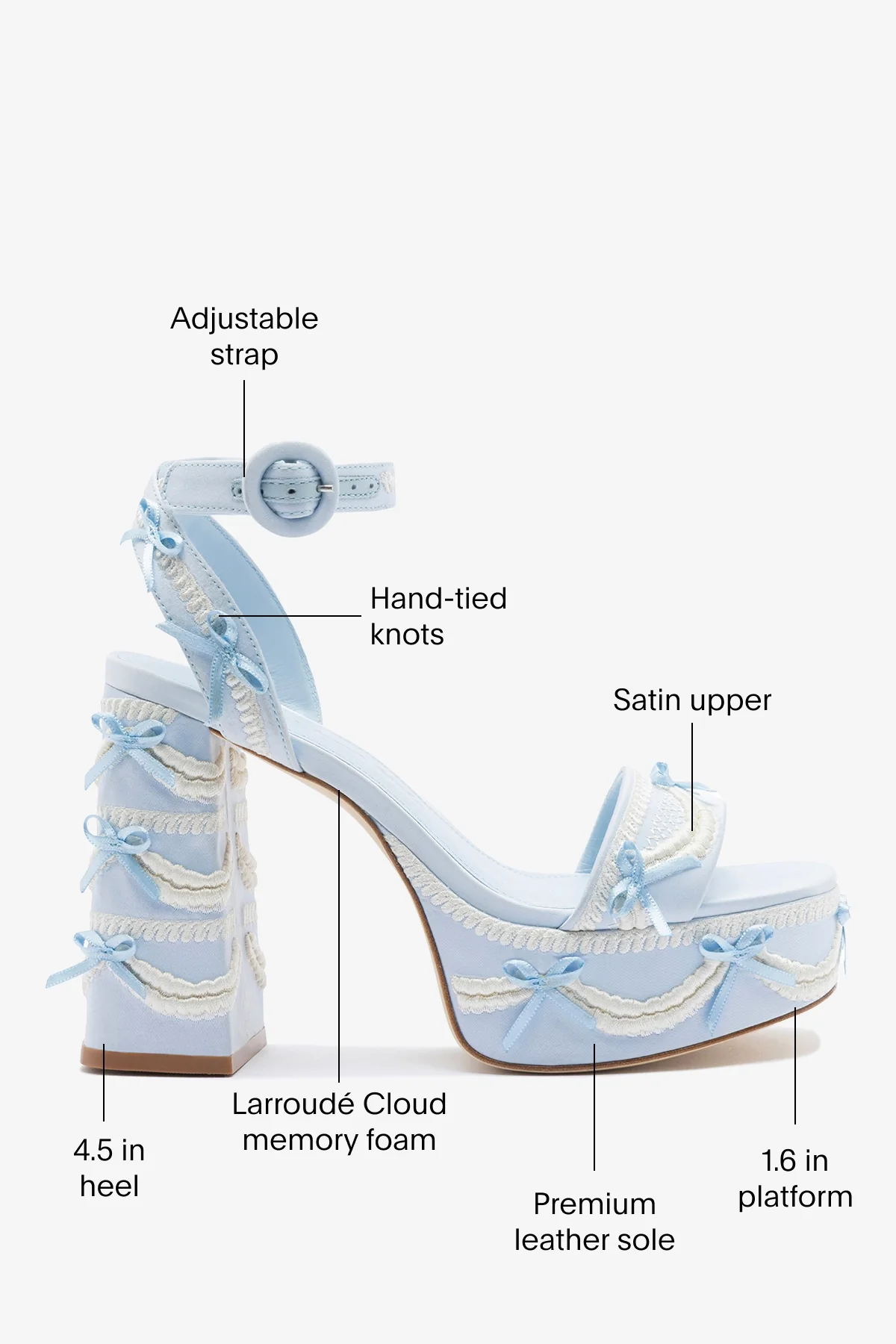 Larroudé x Tanner Fletcher: Dolly Cake&Lace Sandal Blue Satin - Image 5