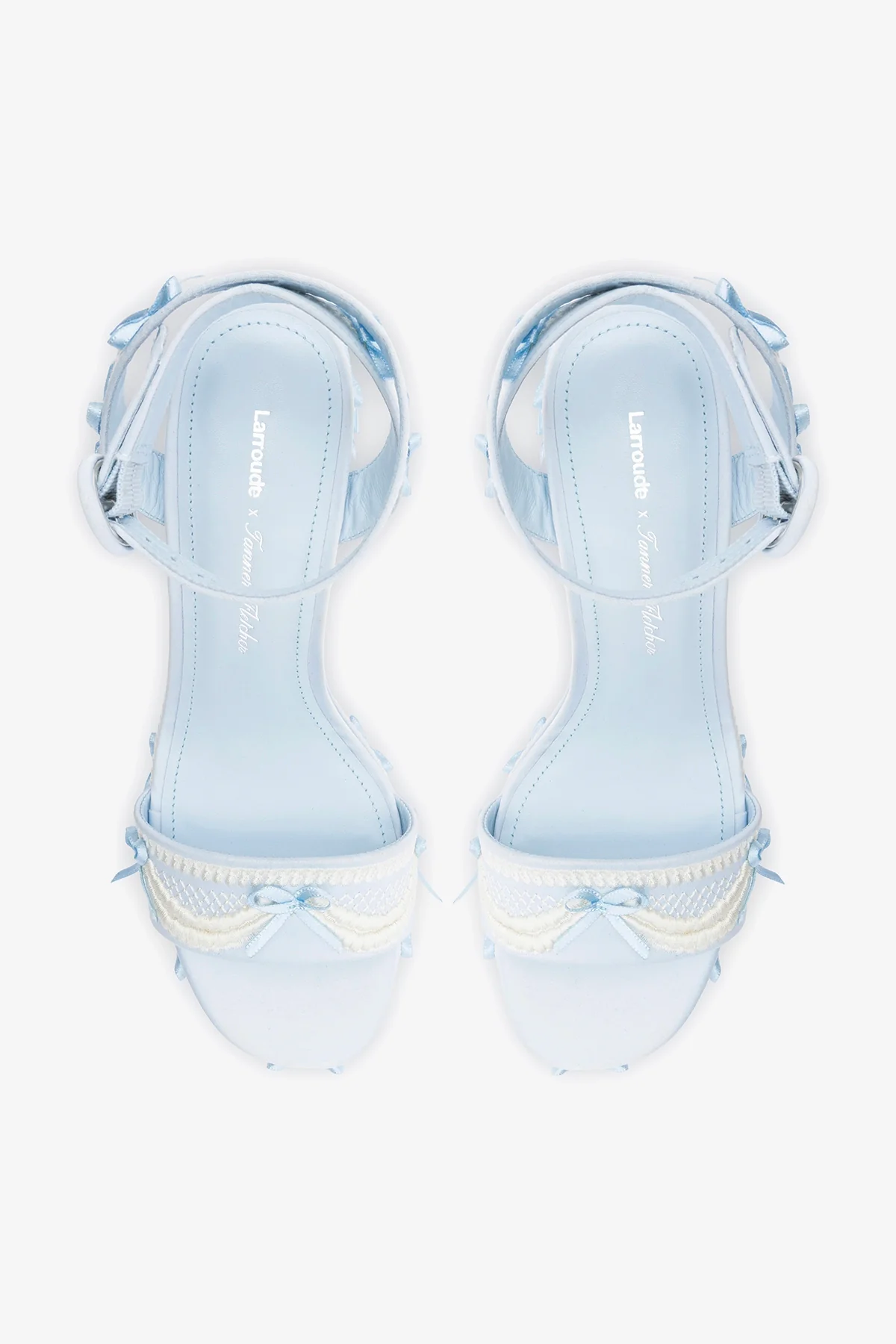 Larroudé x Tanner Fletcher: Dolly Cake&Lace Sandal Blue Satin - Image 7