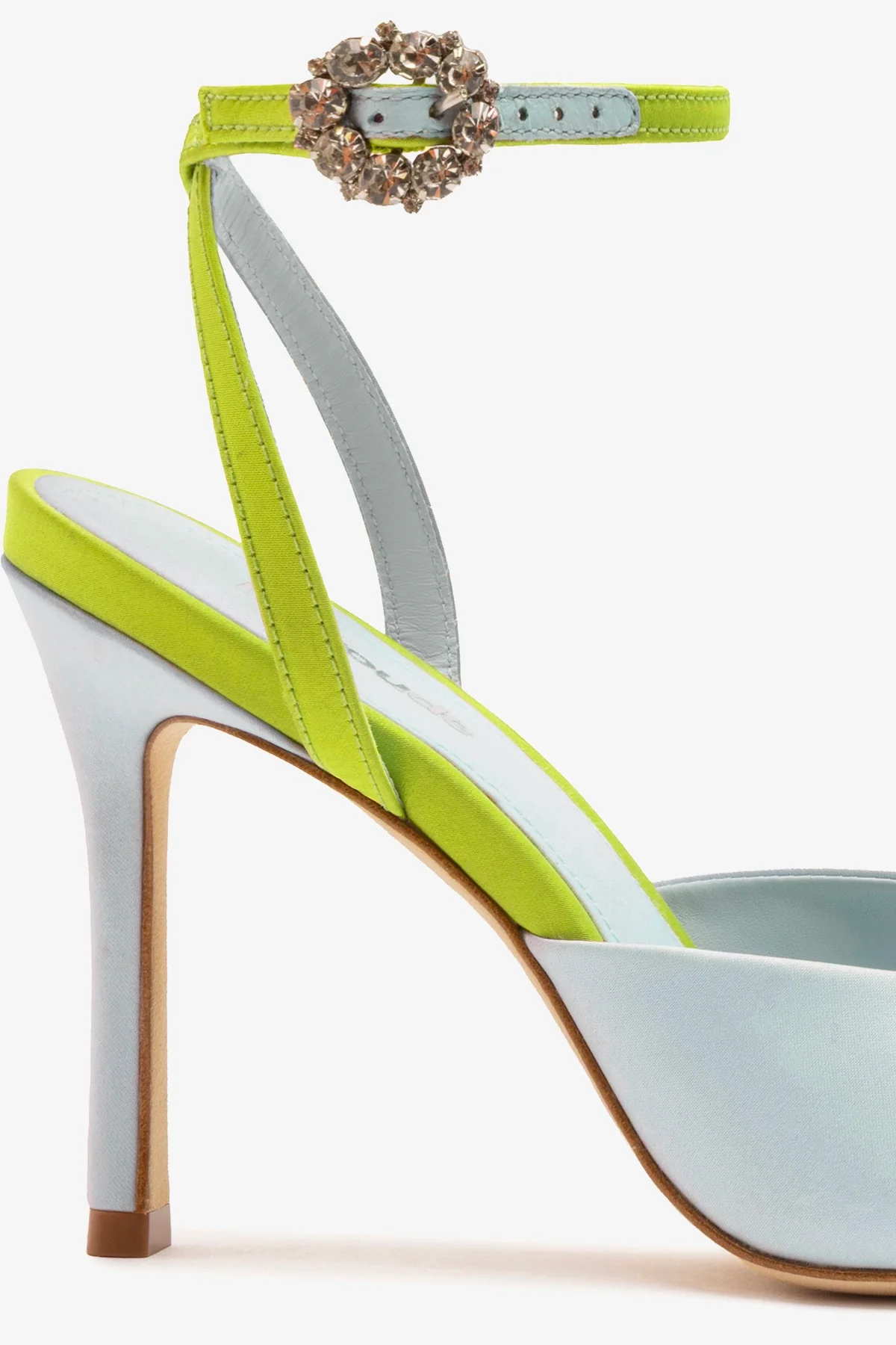 Jasmine Sandal Powder Blue and Green Satin - Image 4