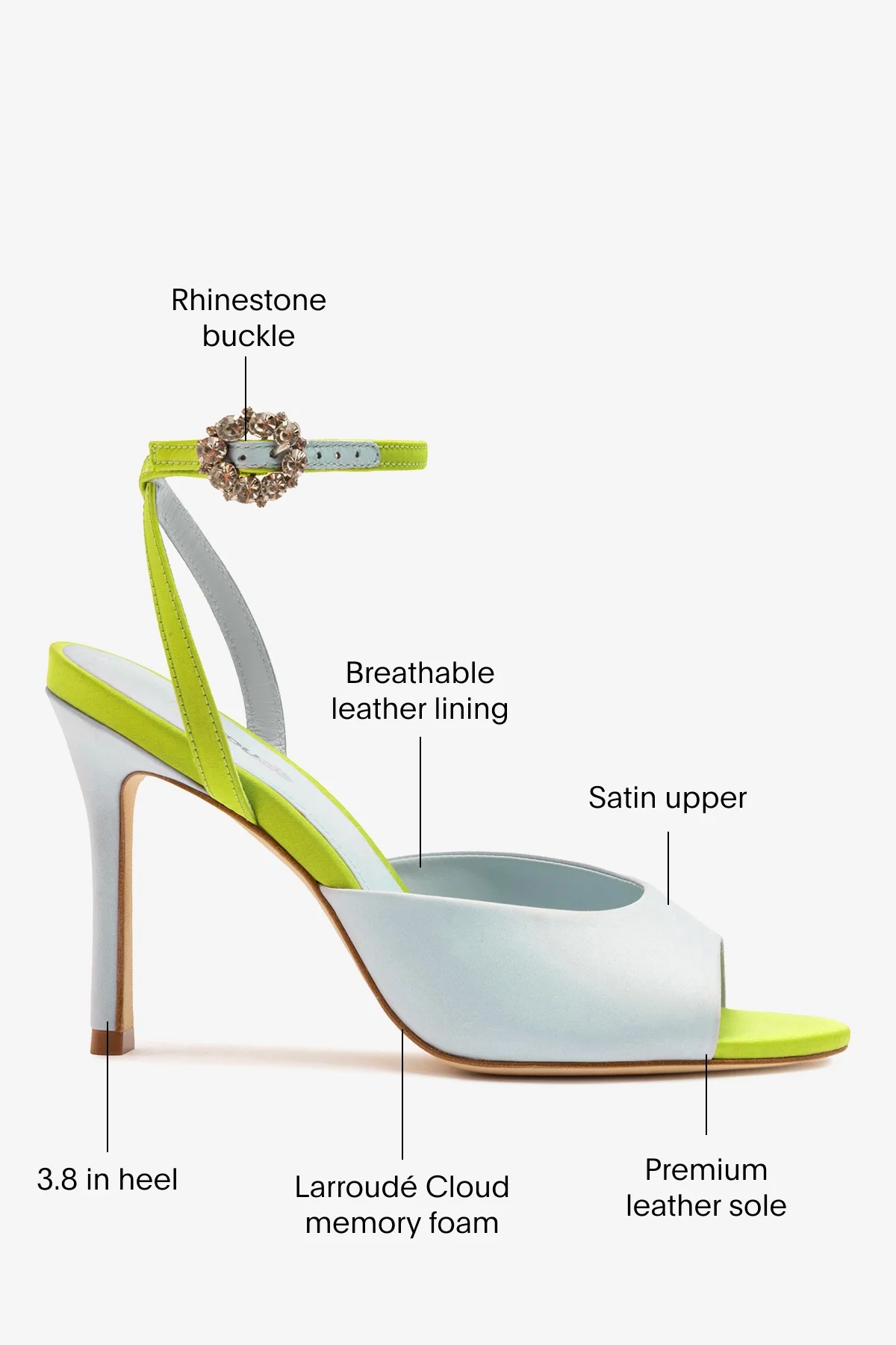 Jasmine Sandal Powder Blue and Green Satin - Image 5