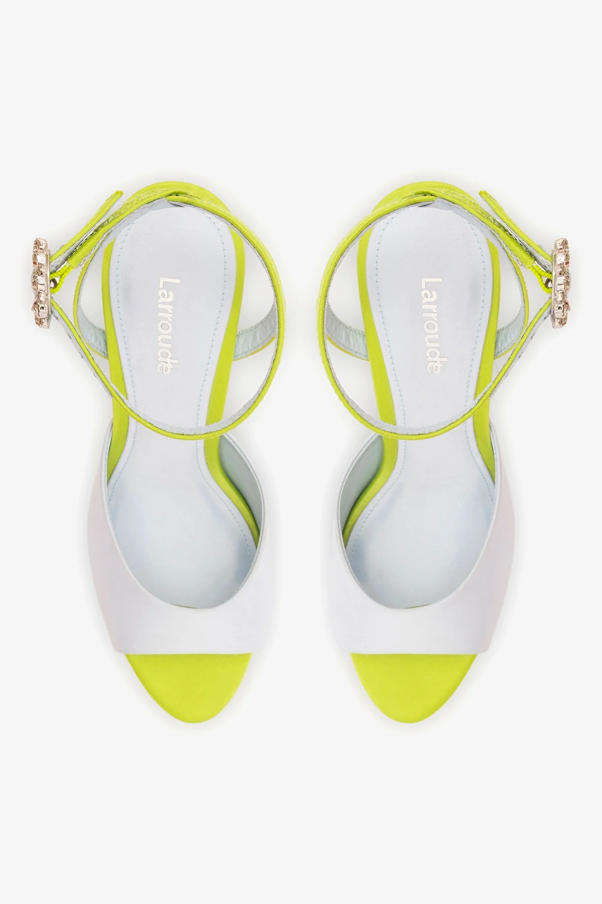 Jasmine Sandal Powder Blue and Green Satin - Image 7