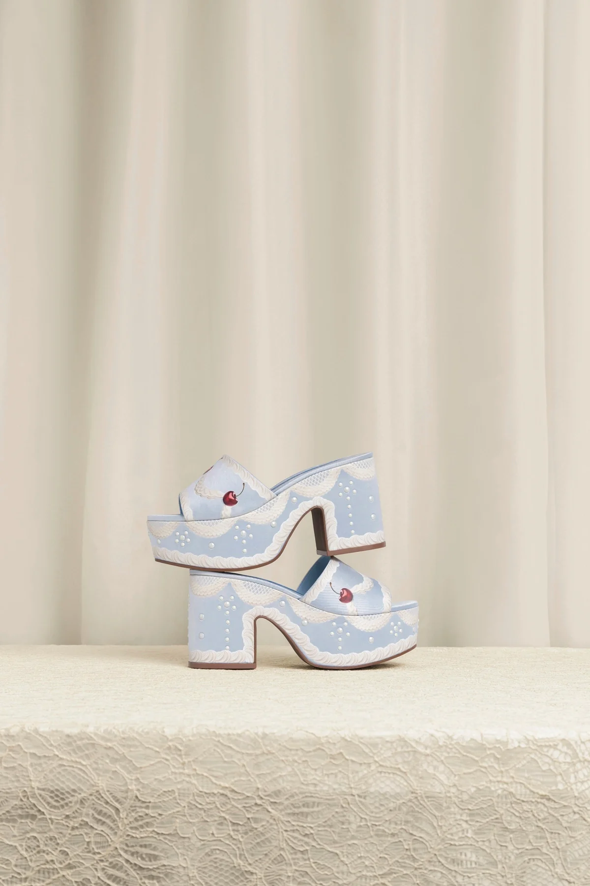 Larroudé x Tanner Fletcher: Miso Cake Mule Blue Satin - Image 6