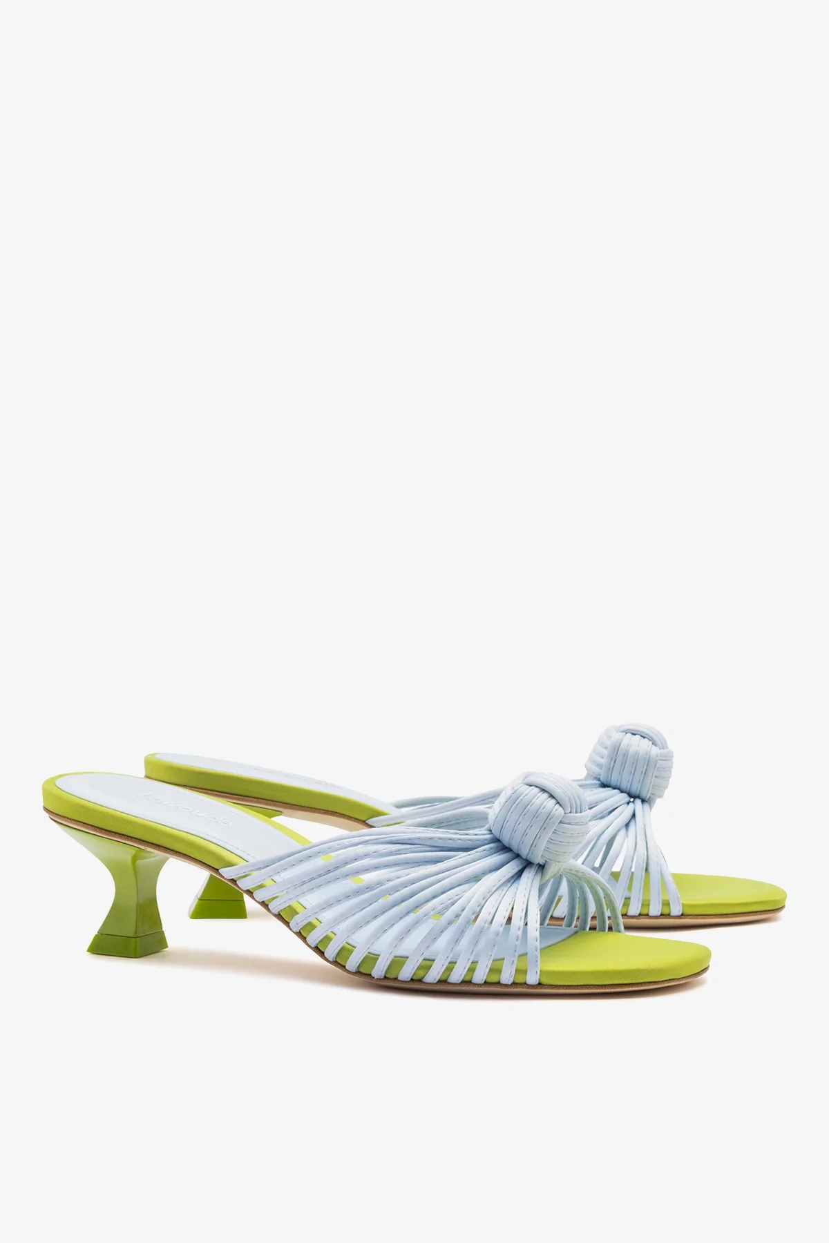 Valerie Mule Powder Blue and Green Satin - Image 3