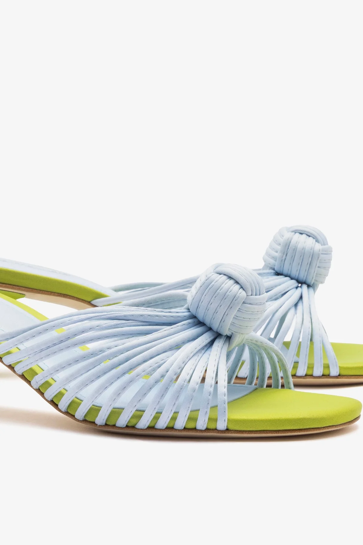 Valerie Mule Powder Blue and Green Satin - Image 4