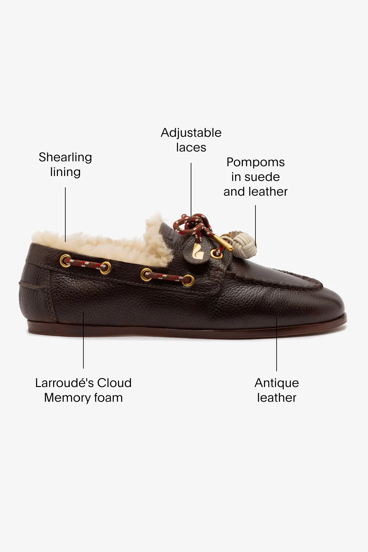 Cyprus Boat Shoe In Brown Leather and Natural Shearling - Image 5