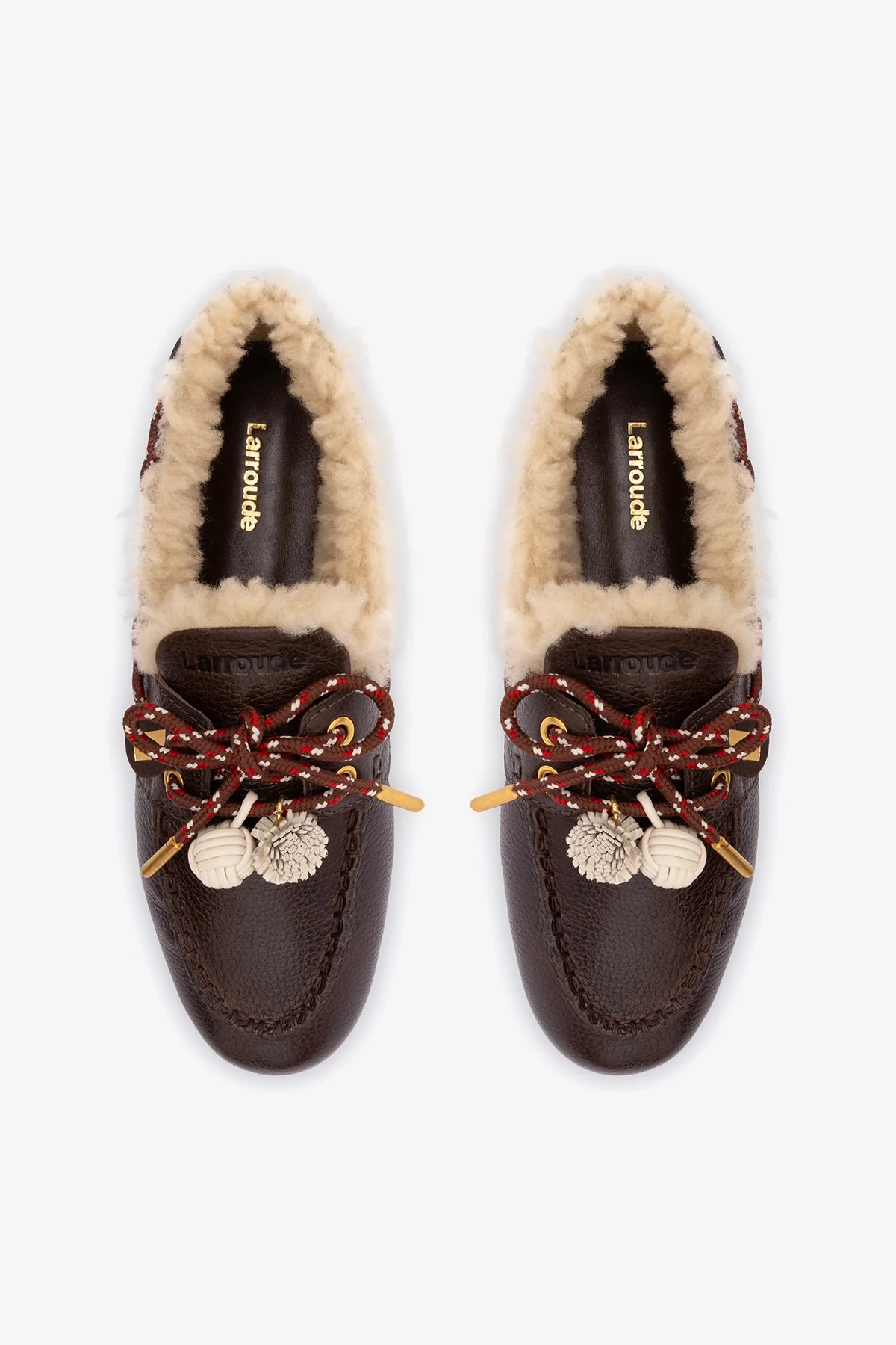 Cyprus Boat Shoe In Brown Leather and Natural Shearling - Image 7