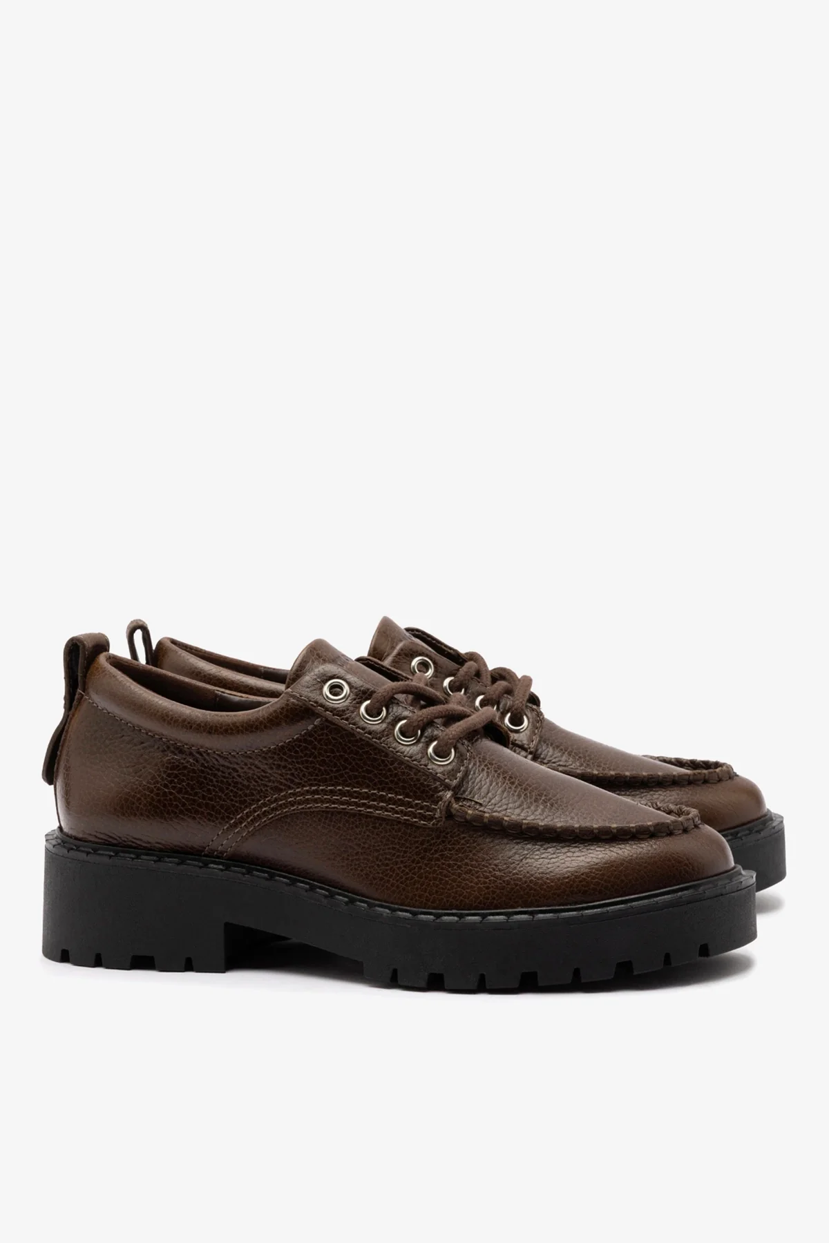 London Lace Up Loafer In Brown Leather - Image 3