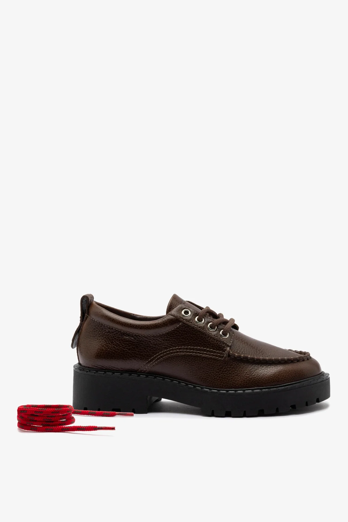 London Lace Up Loafer In Brown Leather - Image 4