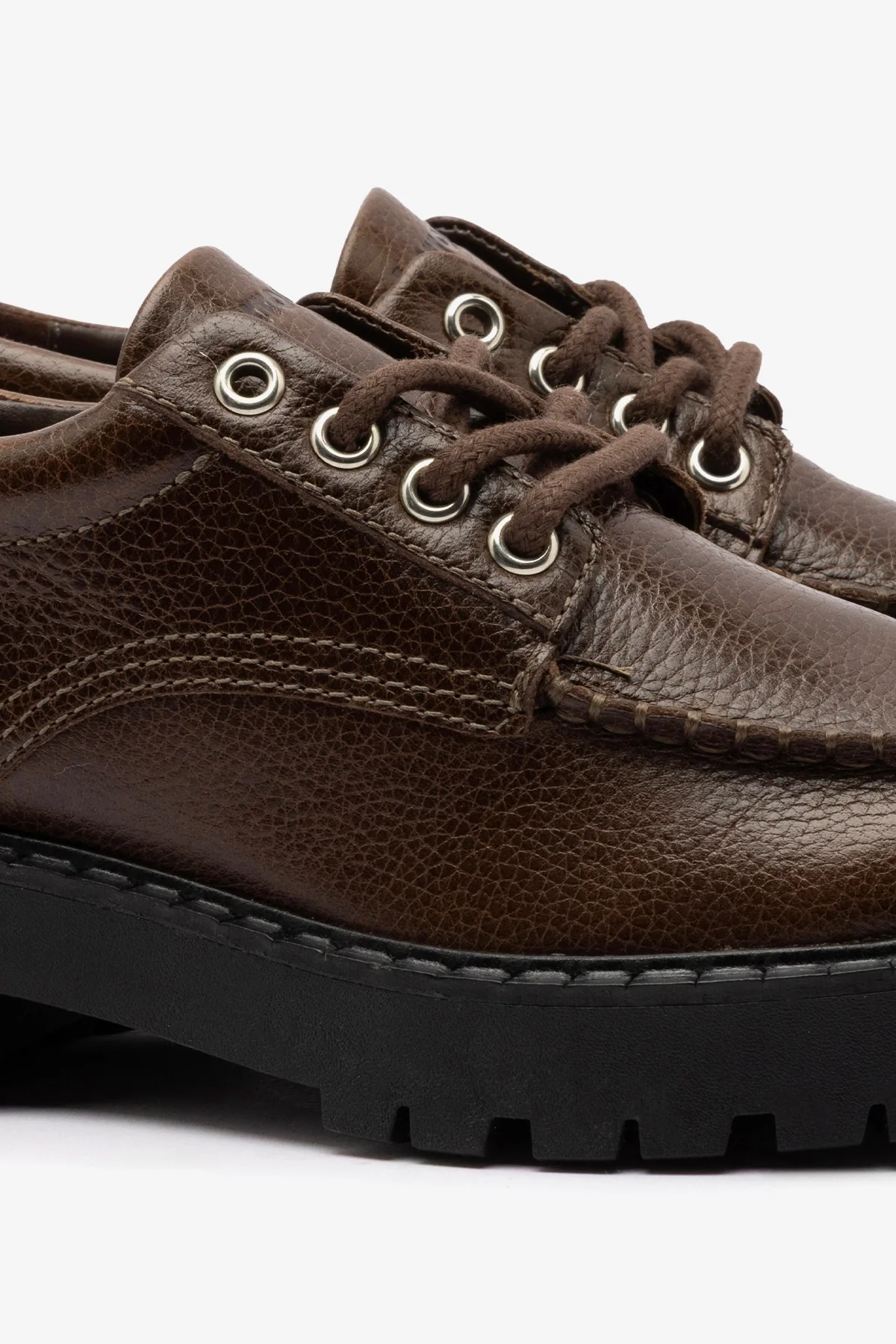London Lace Up Loafer In Brown Leather - Image 5
