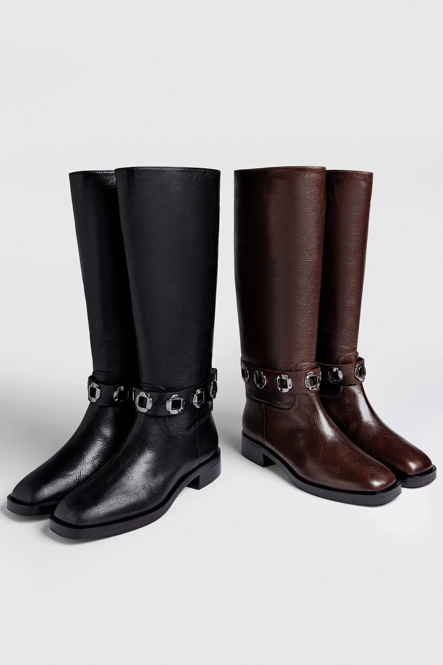 Milan Flat Boot In Brown Leather - Image 6