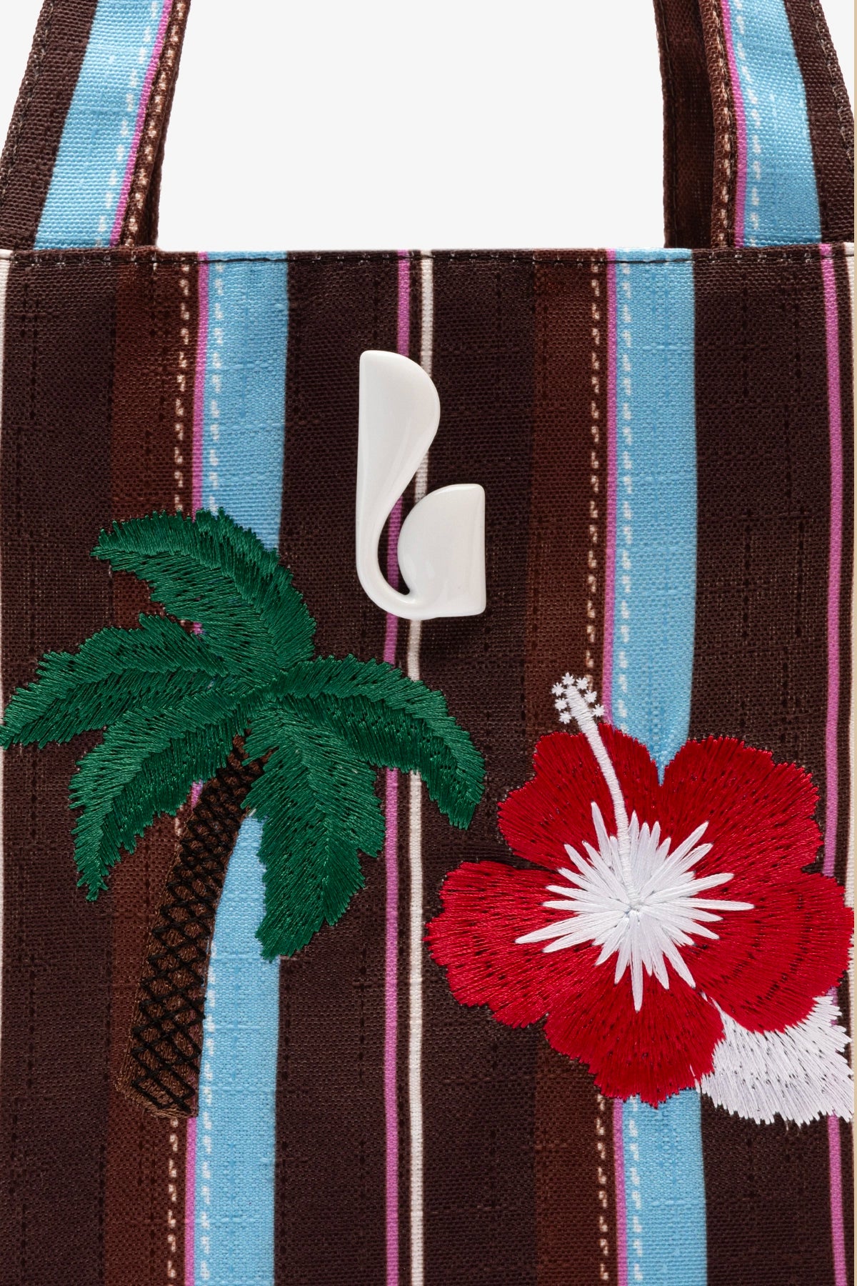 Poppy Mini Tote Bag In Brown And Azure Raffia - Image 5
