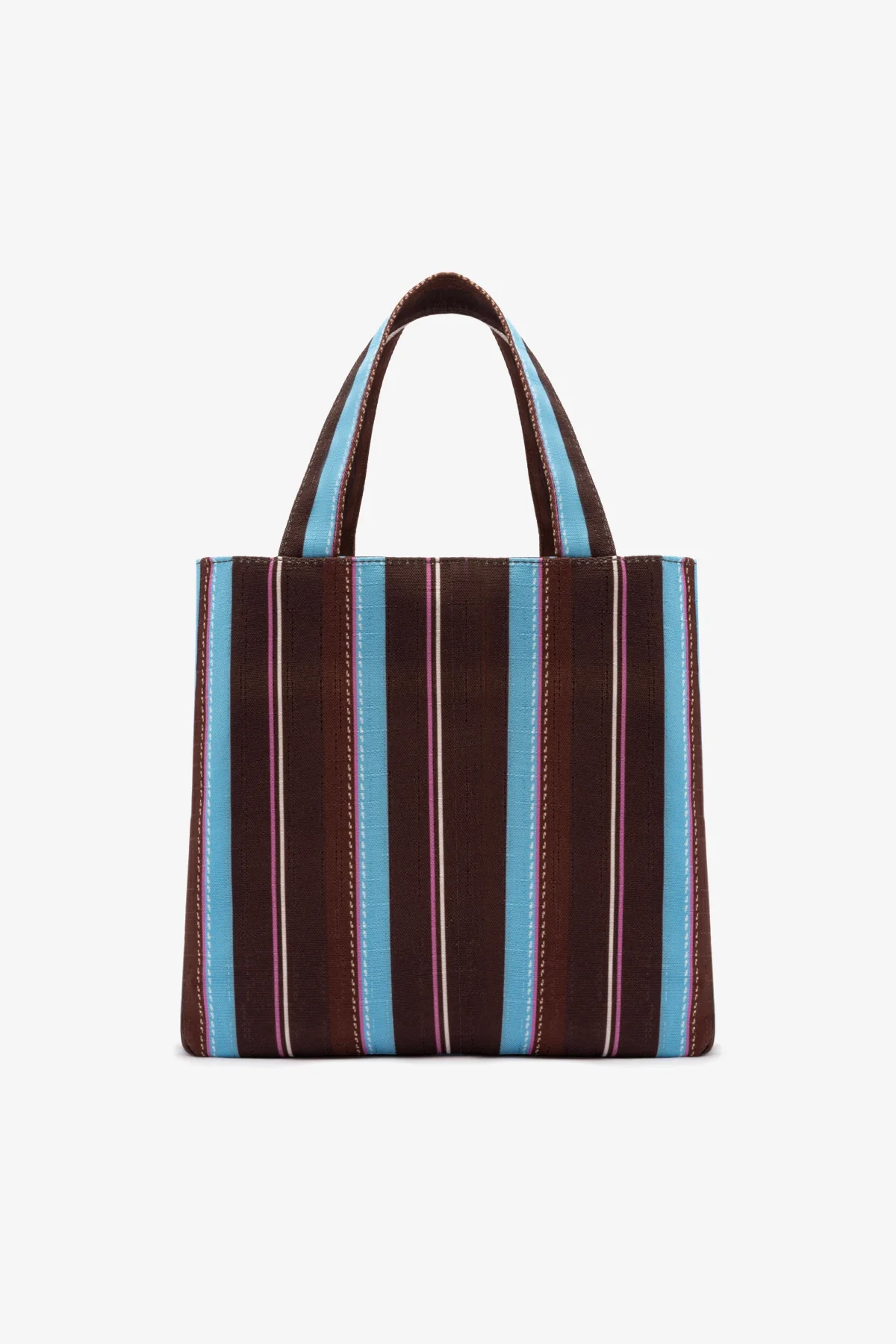 Poppy Mini Tote Bag In Brown And Azure Raffia - Image 8