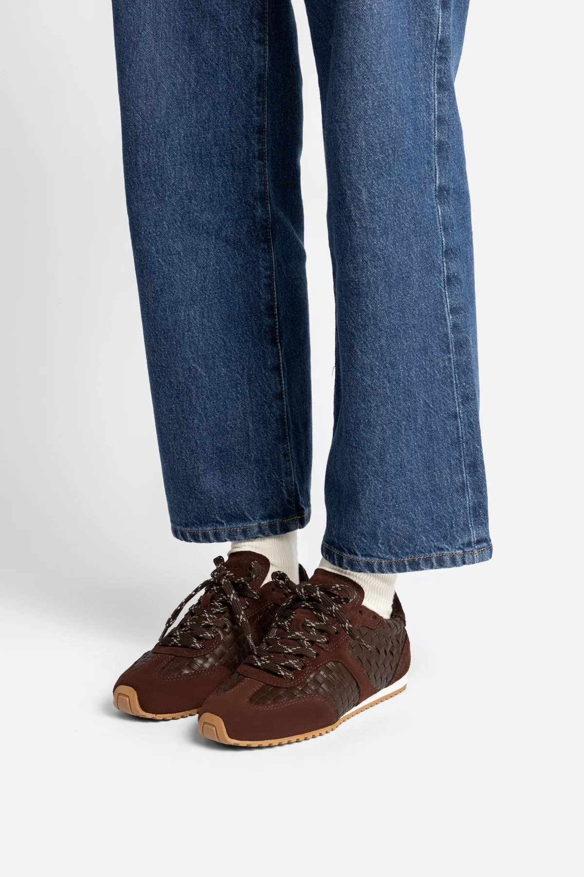 Stella Macrame Sneaker In Brown Leather and Suede - Image 7
